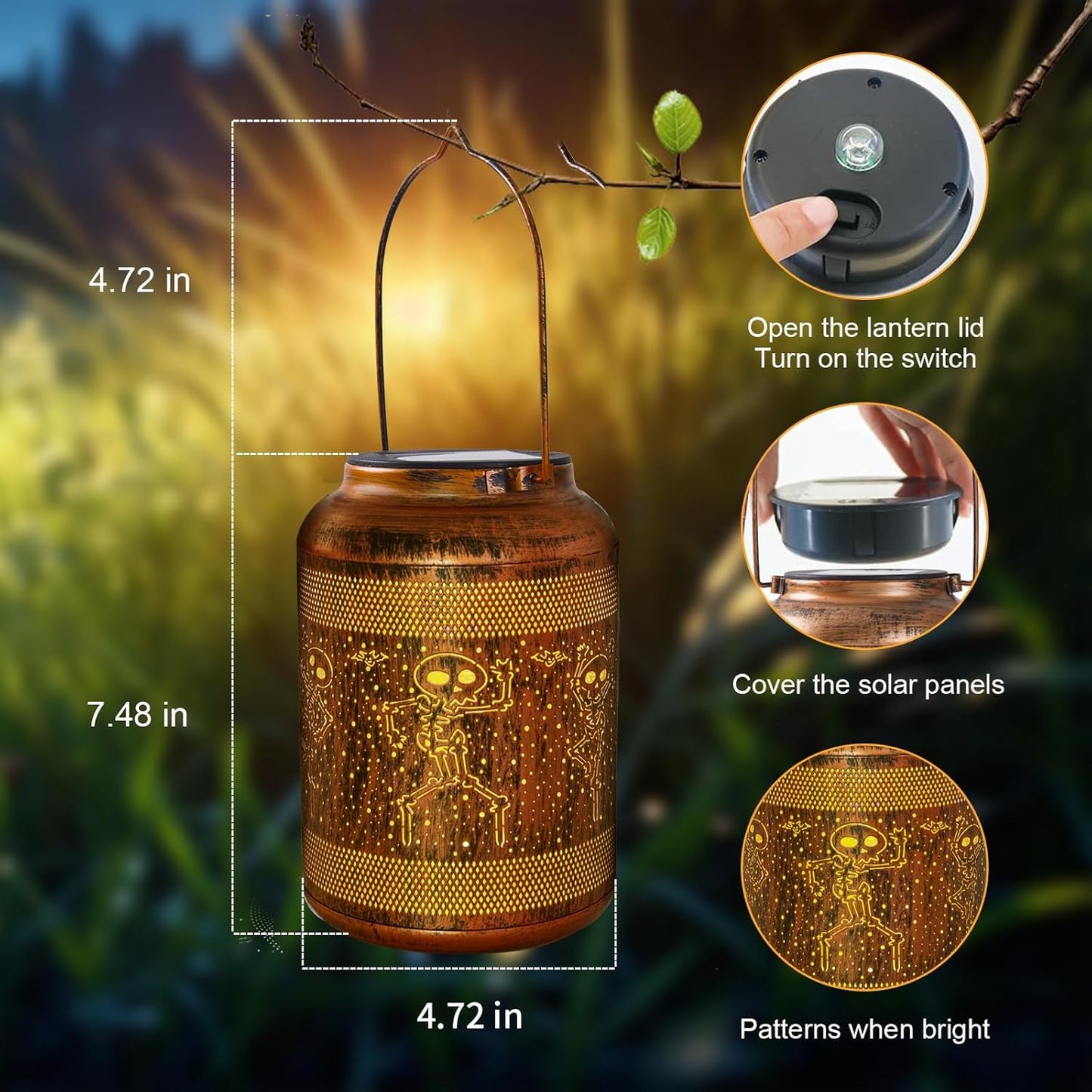 Solar Halloween Decorations Outdoor Lantern , Birthday Gifts for Women, Solar Lights Outdoor Waterproof LED Decorative Garden for Lawn, Landscape, Patio, Porch Hanging Lantern for Ladies, Mom, Grandma