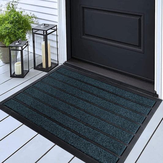 ubdyo Extra Durable Door Mat - Dirt Trapping Outdoor Welcome Mats - Non-Slip Outdoor Indoor Entrance - Low Profile Front Doormat (30" x 17", Bright Blue)