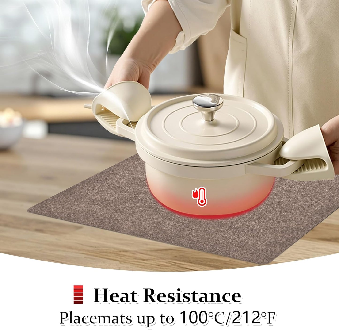 FROMHEART Faux Leather Placemats Set of 4–Waterproof,Heat/Oil Stain-Resistant PU Table Mat–Reversible,Non-Slip,Easy to Clean Place Mats for Kitchen,Dining,Indoor/Outdoor,(Dark Coffee,11.8" x 17")