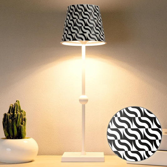 Rechargeable Cordless Table lamp with USB Port, 3 Touch Light Modes Minimalistic Table lamp, for Living Room, Bedroom, Outdoor, Restaurant(1 Count (Pack of 1), Vast Waves 08)