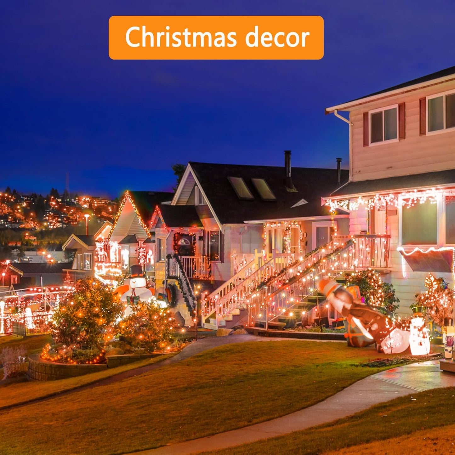 Kwaiffeo Orange Halloween Lights 500LED 164FT 8 Modes Orange String Lights Outdoor Indoor for Halloween Decorations Fall Decor Yard Tree Party Outside