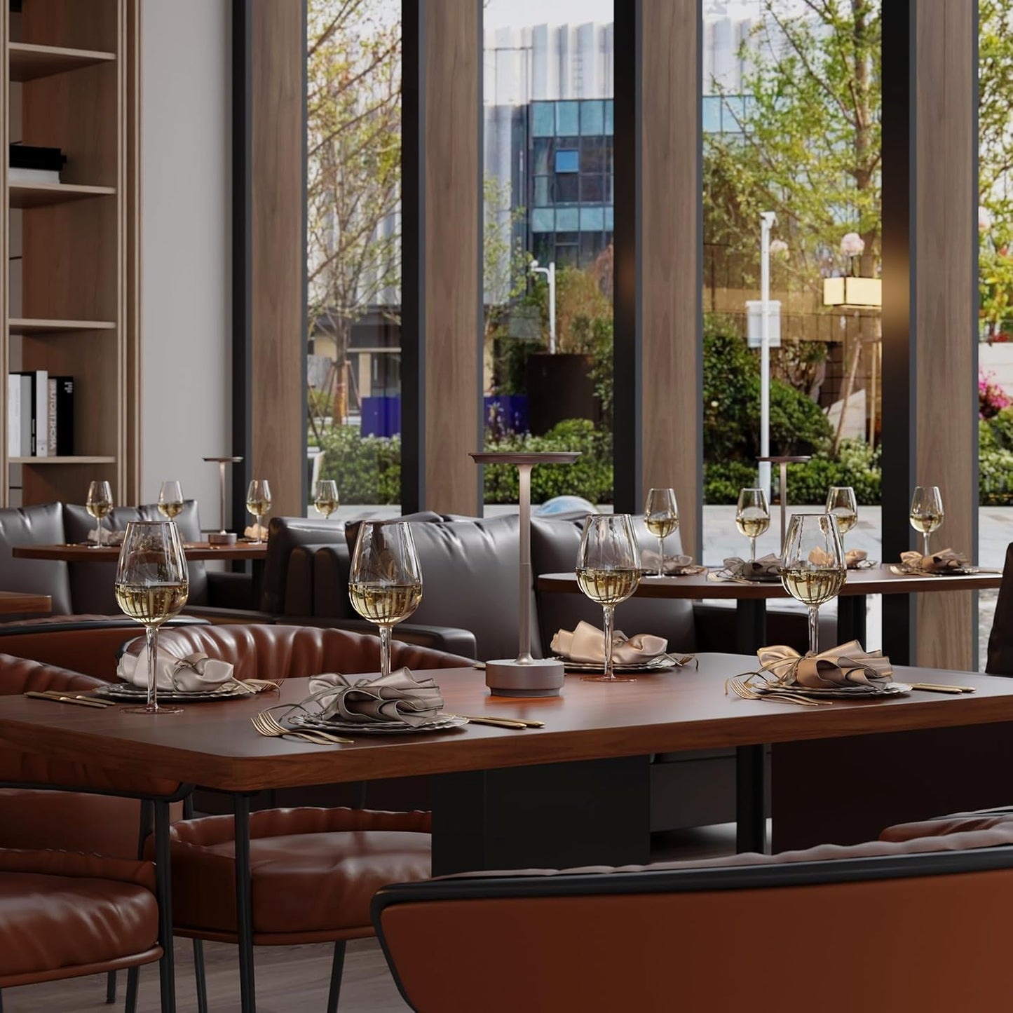 2 Pack Rechargeable Cordless Table Lamps, 5000mAh Portable LED Table Light, 3 Color Stepless Dimming Battery Powered Metal Table Lamp for Outdoor/Home/Restaurant.(Champagne Gold)