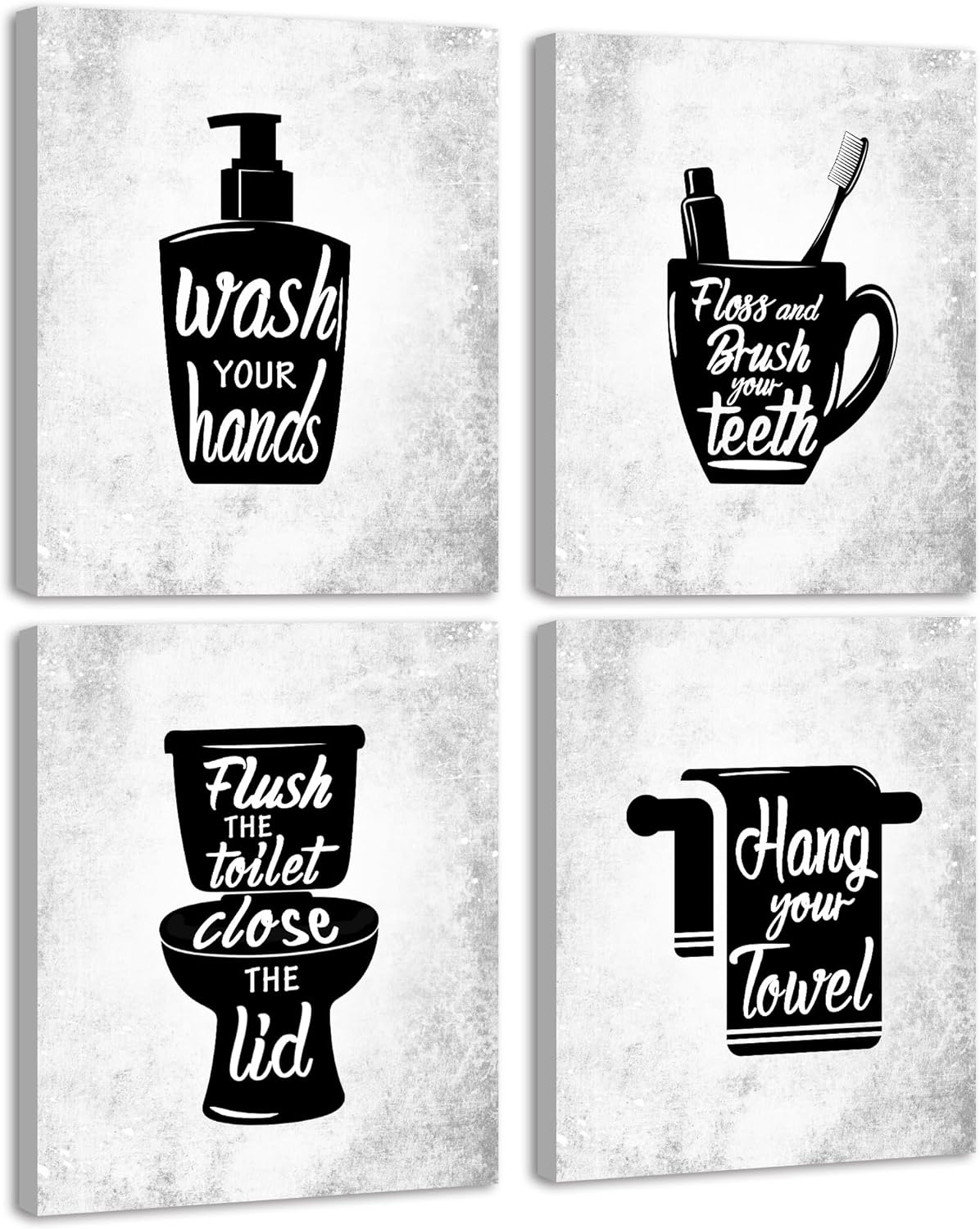 Drsoum Bathroom Wall Decor Framed Wall Art Funny Toilet Signs Quotes Wall Decor Small Bathroom Pictures for Bath Wall Set of 4 8x10 inch(Framed)