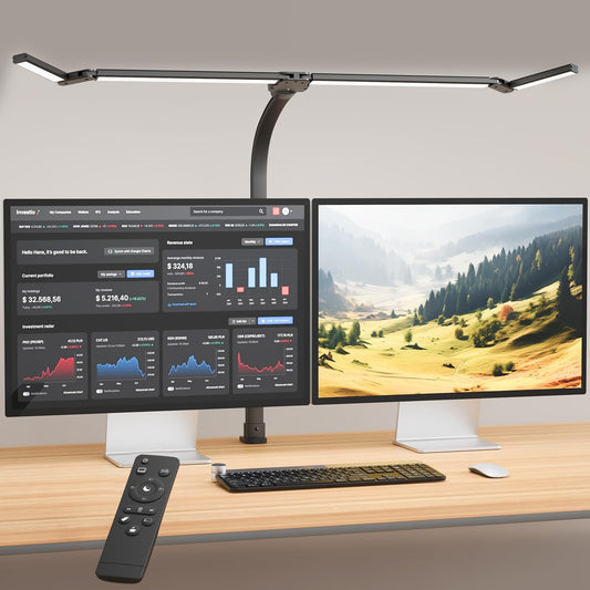 Office Home Desk Lamp,24W Super Bright Eye-Care Desk Lamp,Adjustable Gooseneck Office LED Task Light with Soft Non-Glare Lighting,Suitable for Studying,Reading (Black)