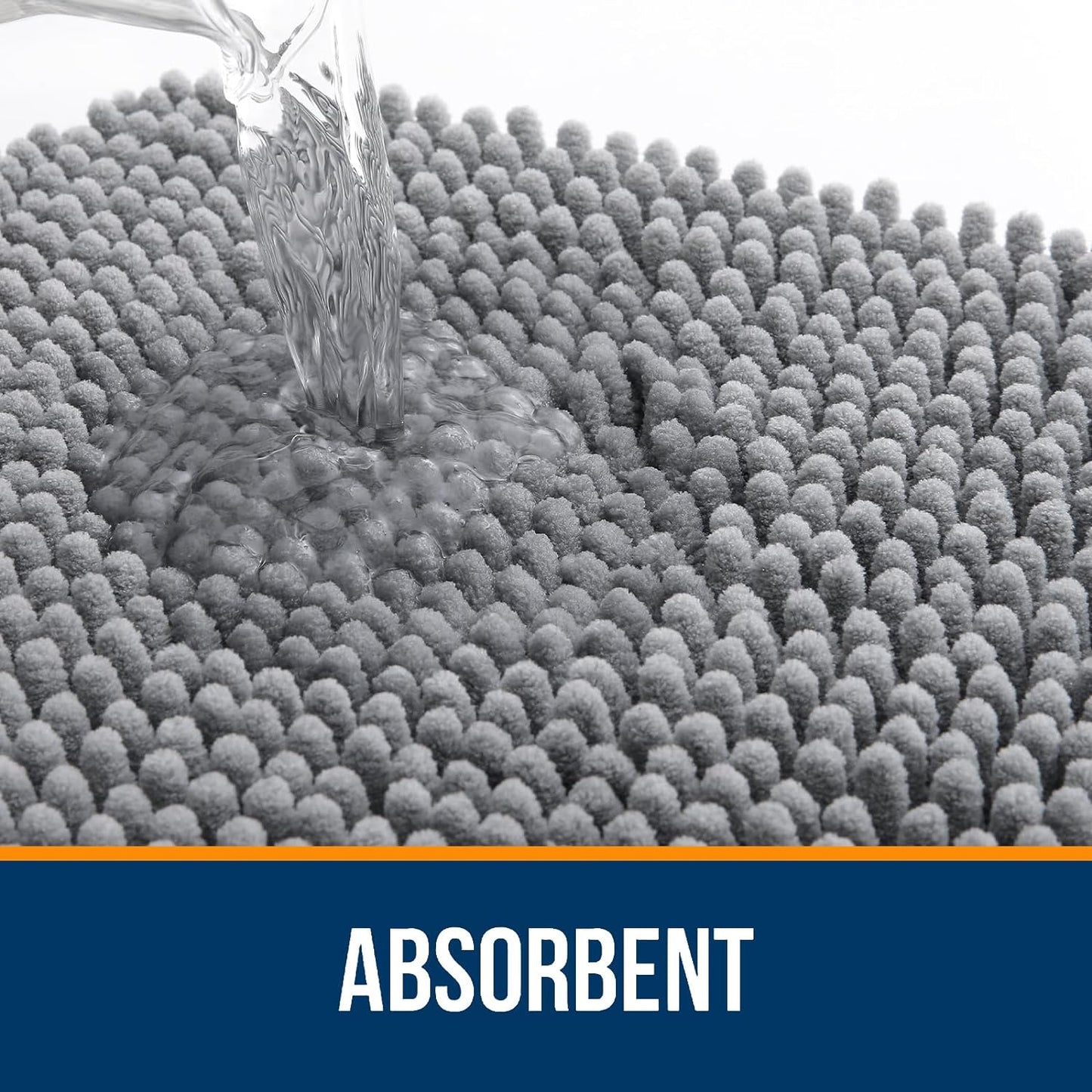 OLANLY Bathroom Rugs Sets 3 Piece, Soft Absorbent Chenille Bath Mats and U-Shaped Contour Toilet Rug, Quick Dry, Home Decor Accessories, Bath Mat Set for Bathroom (47"x20"+24"x16"+24"x20", Grey)