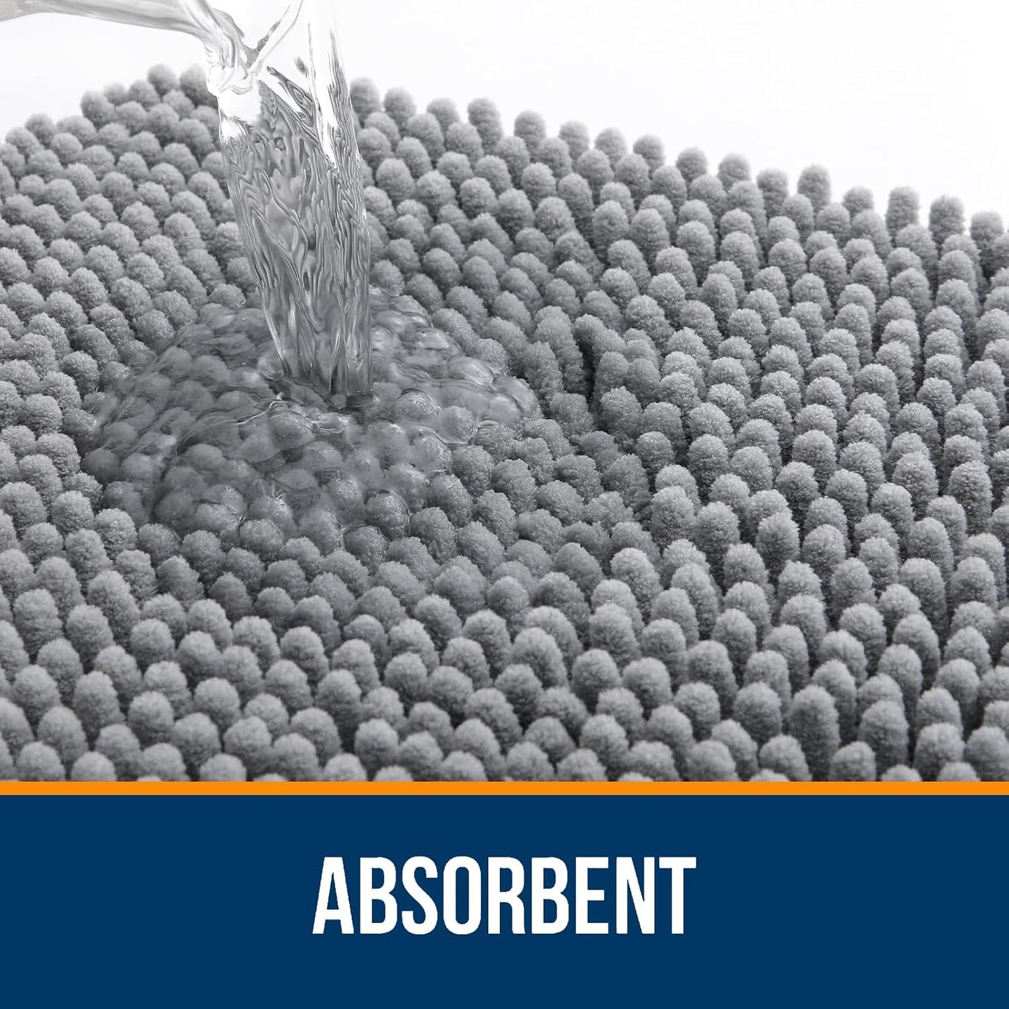 OLANLY Bathroom Rugs Sets 3 Piece, Soft Absorbent Chenille Bath Mats and U-Shaped Contour Toilet Rug, Quick Dry, Home Decor Accessories, Bath Mat Set for Bathroom (36"x24"+24"x16"+24"x20", Grey)