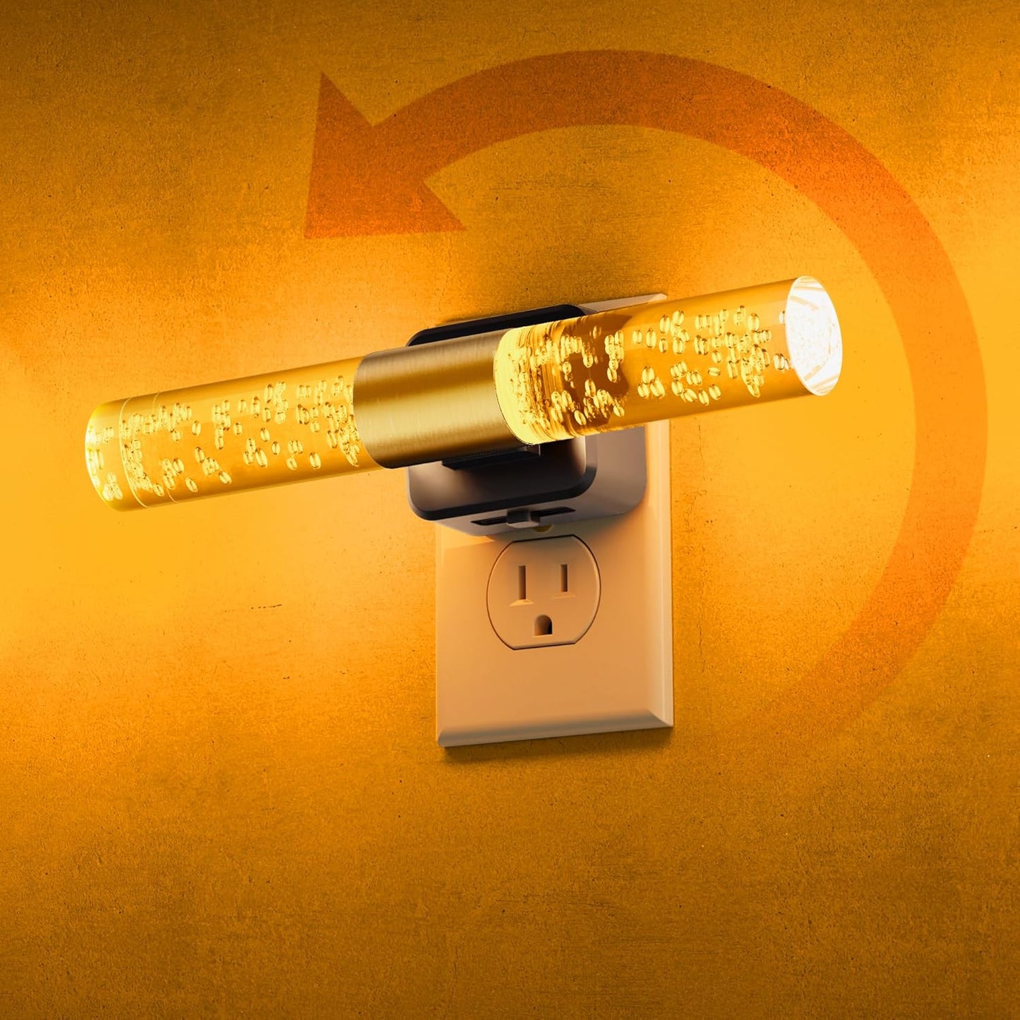 L LOHAS LED Amber Night Light, Bubble Acrylic Night Lights Plug into Wall, 180° Rotating Nightlights, Yellow Nightlights Dimmable, Light Sensor, Sleep Light for Kids Bedroom Bathroom Hallway, 1-Pack