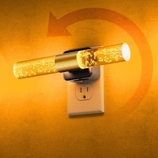 L LOHAS LED Amber Night Light, Bubble Acrylic Night Lights Plug into Wall, 180° Rotating Nightlights, Yellow Nightlights Dimmable, Light Sensor, Sleep Light for Kids Bedroom Bathroom Hallway, 2-Pack