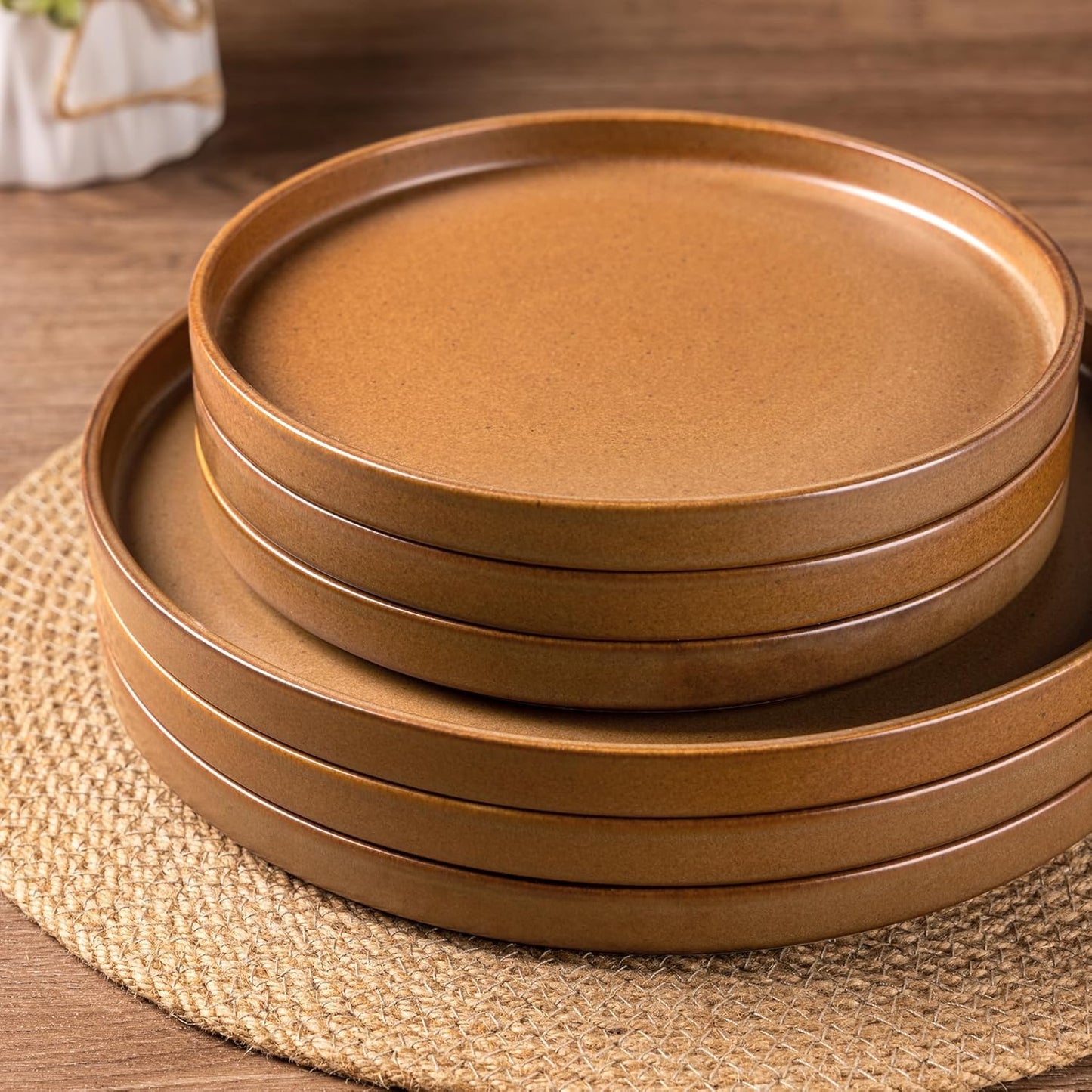 LERATIO Ceramic Dinnerware Sets for 6, High Edge Stoneware Plates and Bowls Set, Chip and Crack Resistant | Oven & Dishwasher & Microwave Safe Dishes Set, Service for 6