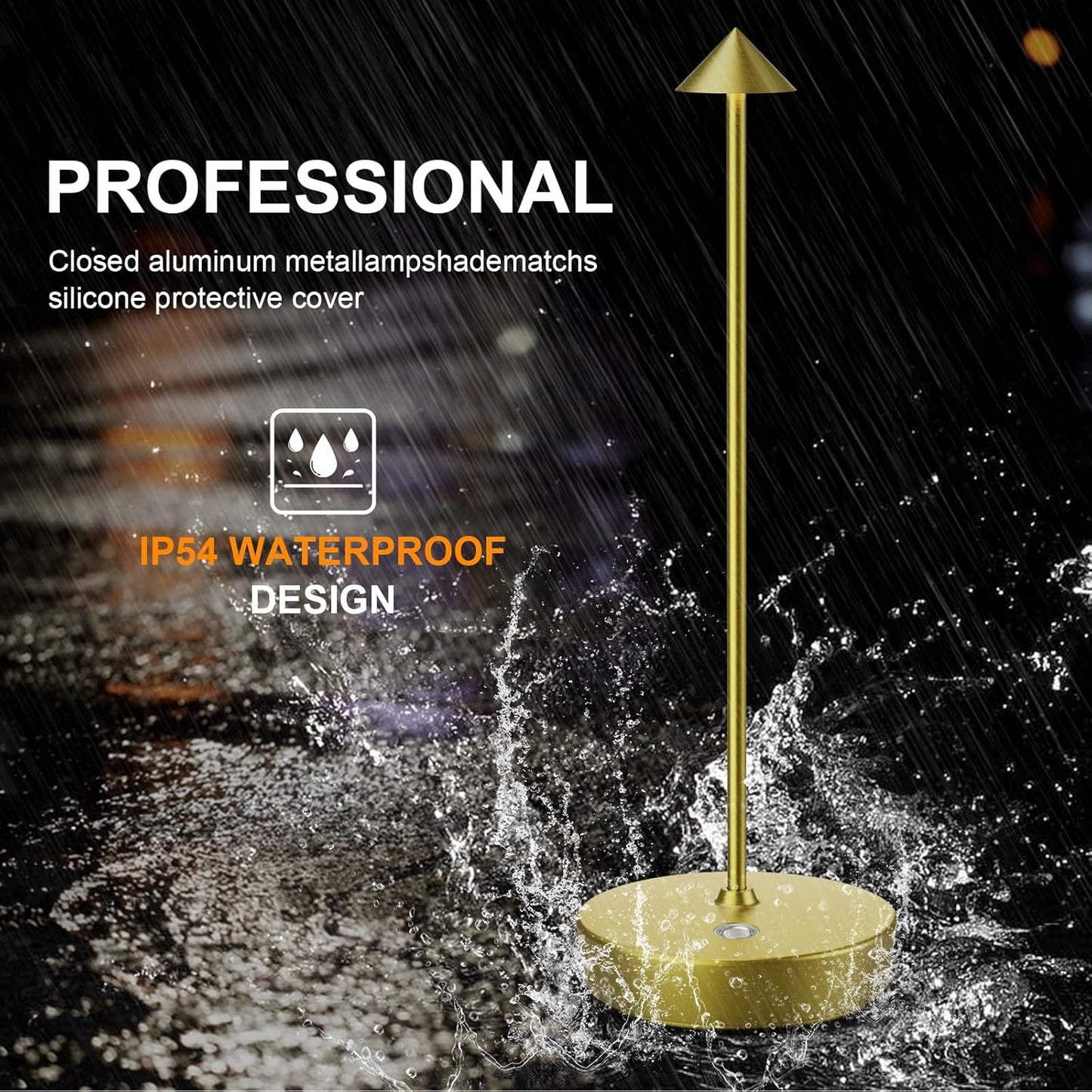 2Pack Rechargeable Cordless Table Lamp, Portable Powered LED Battery 6000mAh Metal USB Desk Lamp, 3 Levels Brightness Light for Restaurants Outdoor (2pack Bronze)