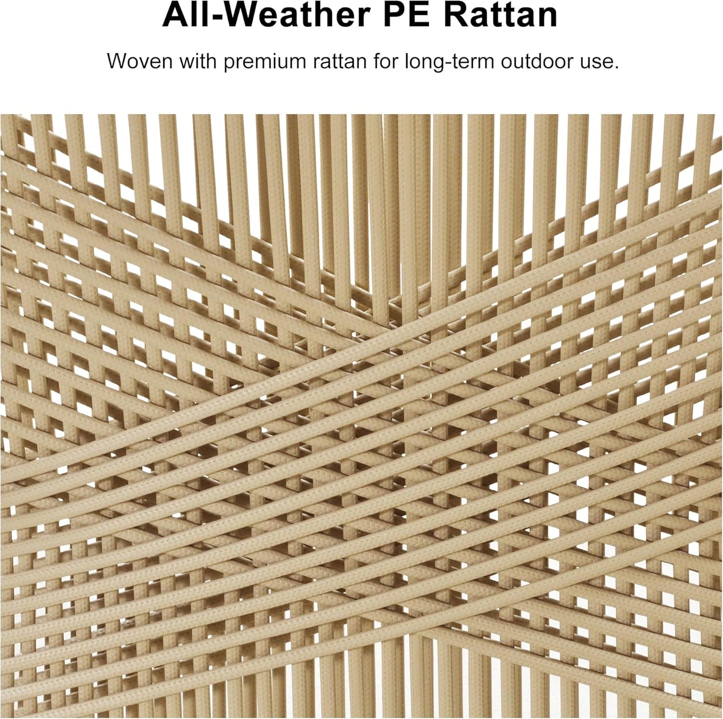 PURPLE LEAF 5 Pieces Outdoor Dining Set All-Weather PE Rattan Outdoor Patio Furniture Set with All Aluminum Frame Rectangular Table and Chairs Set for Lawn Garden Backyard Deck, Champagne