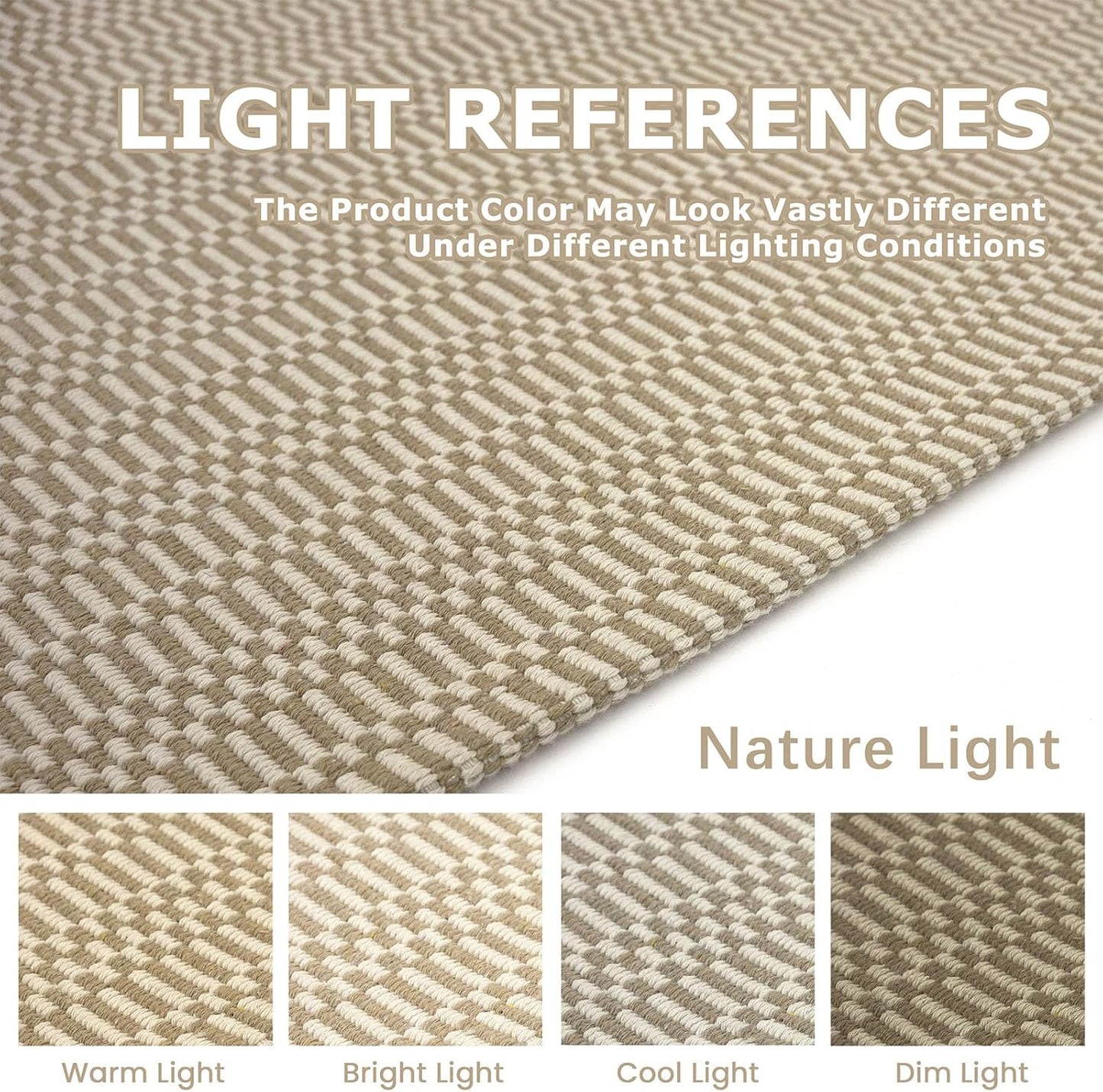 KOZYFLY Washable Entryway Rug 3x5 Ft Area Rugs Cotton Rubber Backed Throw Rugs Indoor Door Mat Kitchen Rugs Braided Floor Carpet for Front Entrance Bathroom Kitchen Living Room, Sand/Ivory