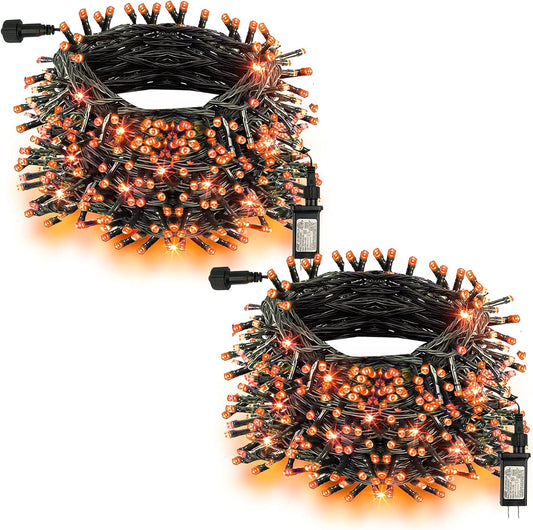 TW SHINE Halloween Lights, 400 LED 132FT Outdoor Halloween Lights Plug in with 8 Modes, Waterproof Light Outdoor, Indoor Decorations for Party Yard Haunted House Decor, Orange