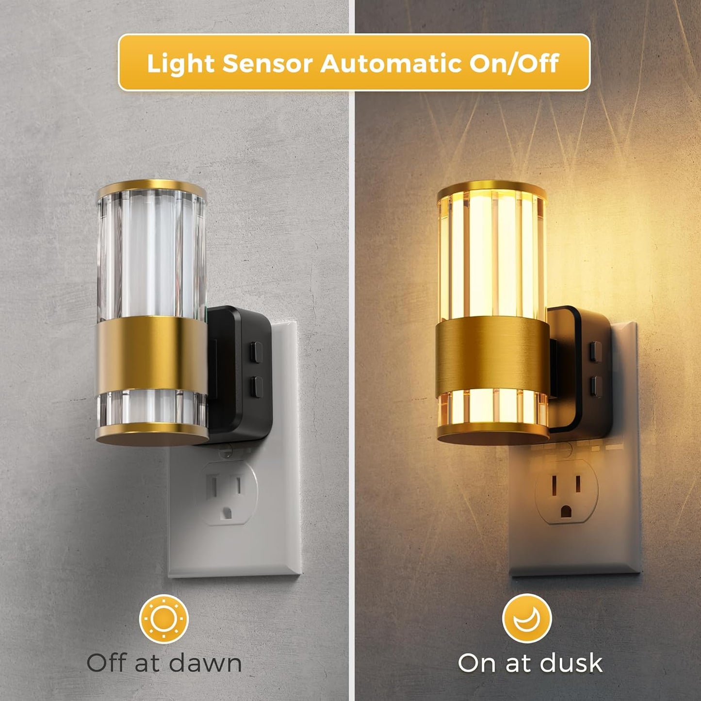 L LOHAS LED Night Light, Automatic Night Lights Plug into Wall, 2 Pack 0-100LM Adjustable Brightness Night Light, Dimmable Night Lights Plug in with Auto Light Sensor, for Bedroom Hallway Home Decor