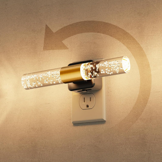 L LOHAS LED Rotating Night Light, Night Lights Plug into Wall, Auto Light Sensor Nightlight Dimmable 100LM, 3000K Soft Light, LED Acrylic Bubble Nightlight Plug in for Bedroom Bathroom Hallway, 1 Pack