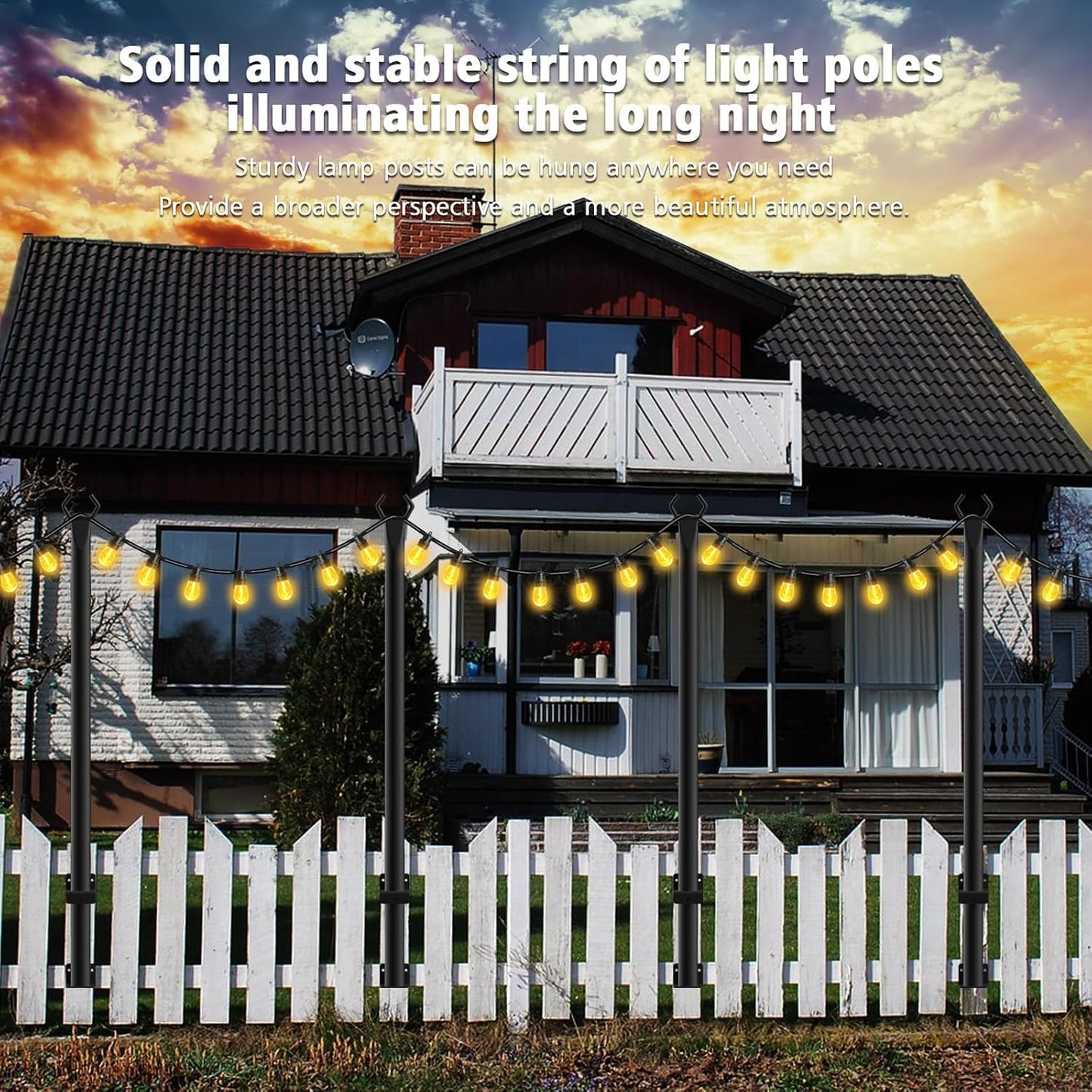 10 Pack String Light Poles,5Ft Metal Poles for Outdoor String Lights,Outdoor Light Poles with Post,Poles/Stand for Outside,Patio,Deck,Backyard,Garden Wedding,Party