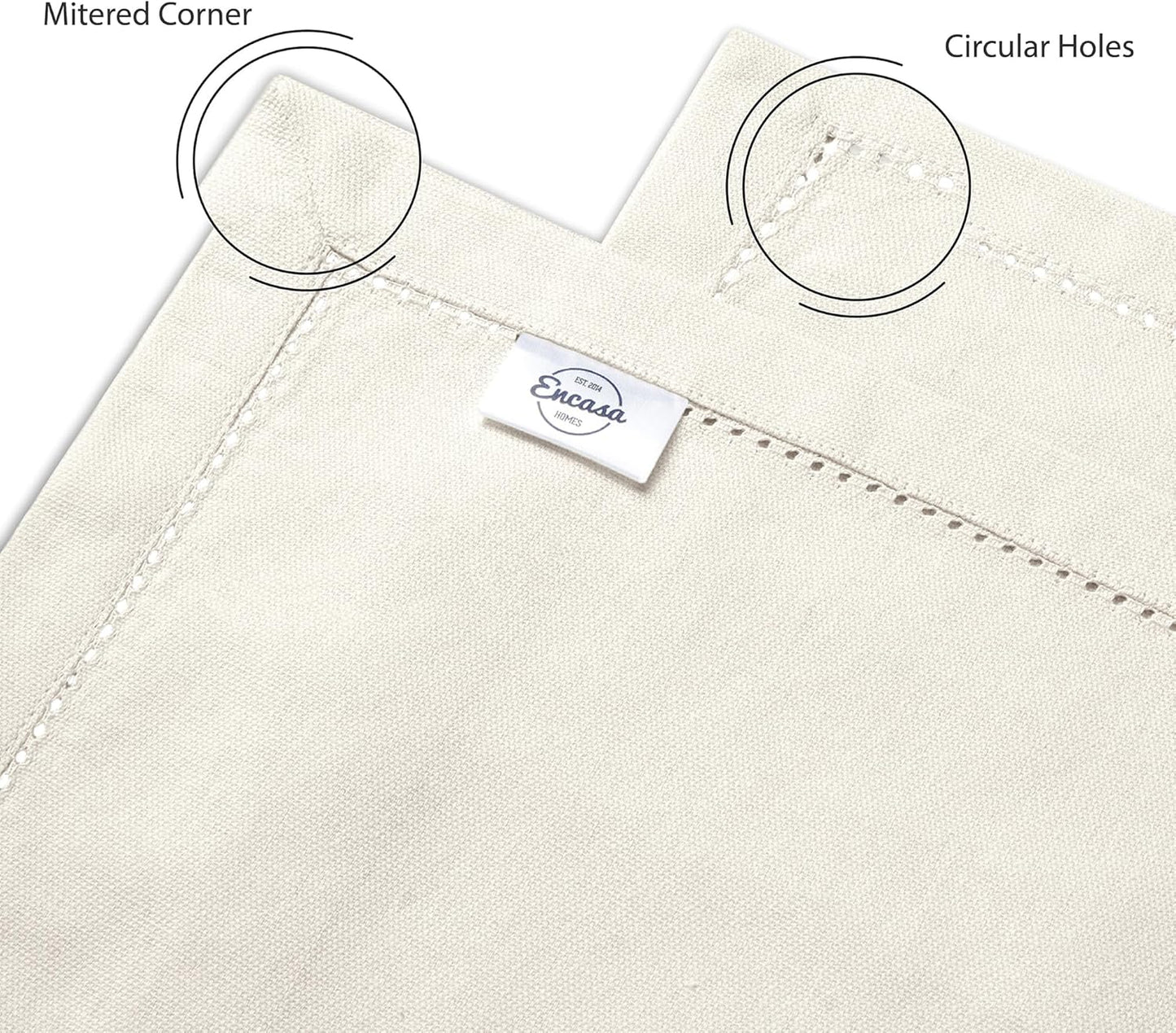 Encasa XO Dining Table Runner 16"x72" | Pure Cotton Hemstitched Design | Natural - Machine Washable