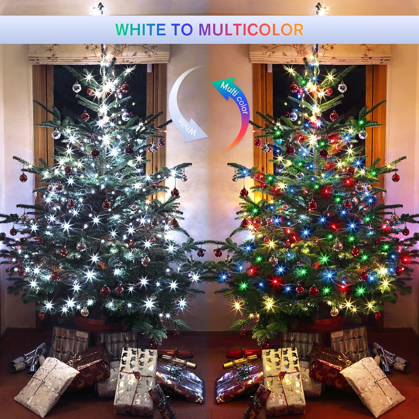 JMEXSUSS 500 LED Color Changing String Lights, 163FT White & Multicolor Christmas String Lights with Remote, Outdoor Christmas Lights Plug in for Tree House Indoor Outdoor Xmas Decor