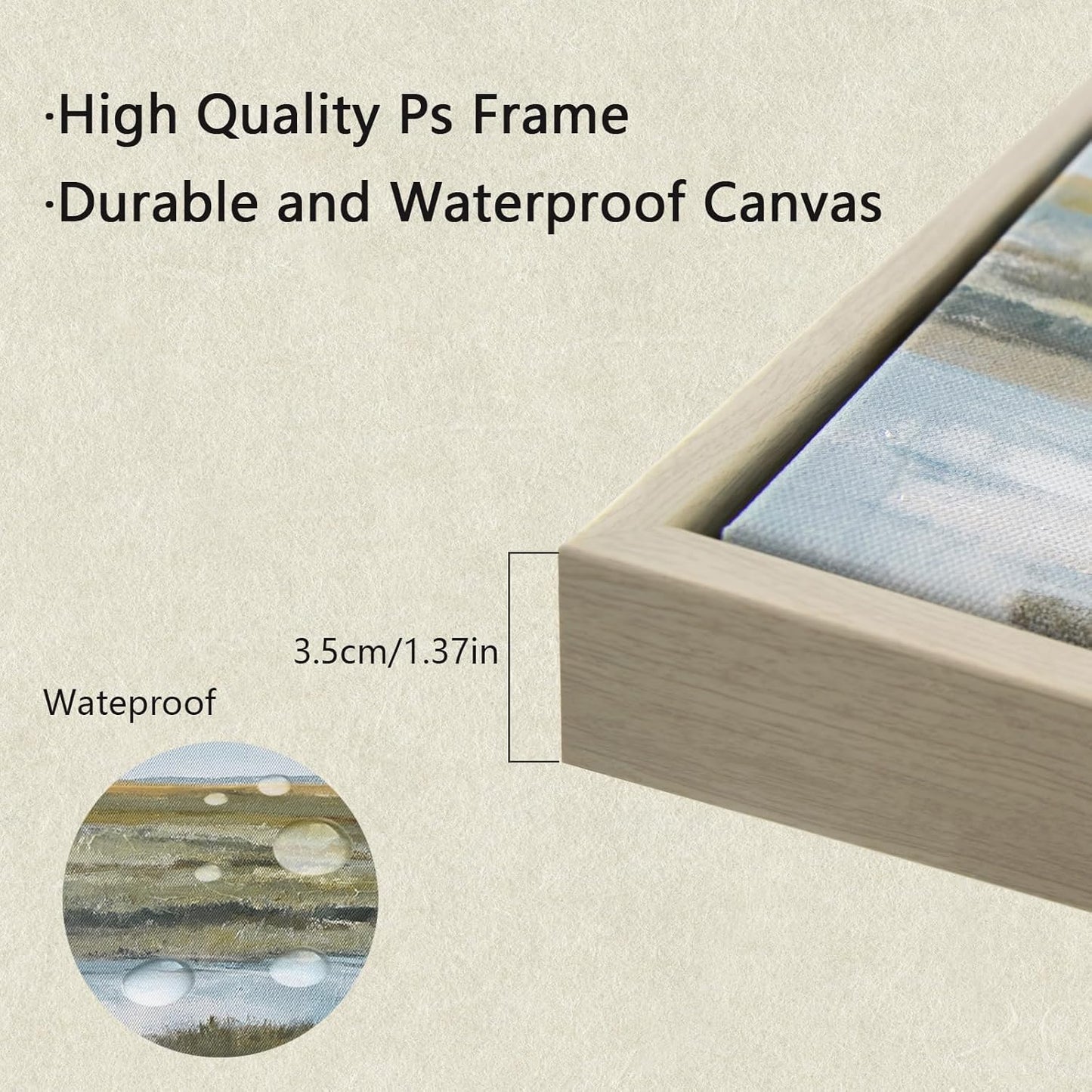 Framed Canvas Landscape Wall Art, Serene Sky cloud wall decor Retro Coastal Classic Painting Lake Scene Illustrations Antique Fine Art Nature Wall Decor for Bedroom Office Home living room, 17"x24.5"