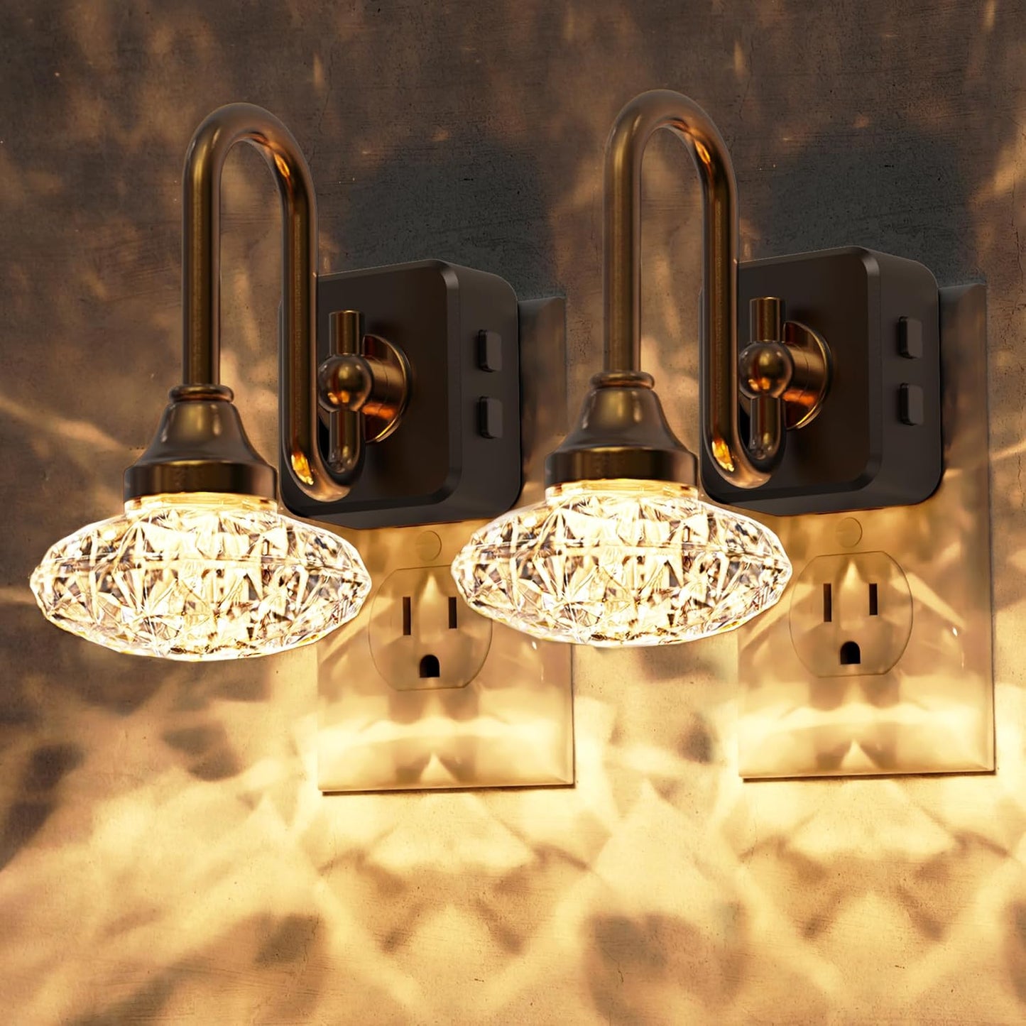 L LOHAS LED Night Lights Plug into Wall,2 Pack 10-Color Changing RGB Floral Night Lights, Dusk to Dawn,3 Brightness Levels,Rotatable Plug in Nightlight for Bedroom, Nursery, Hallway, Gift