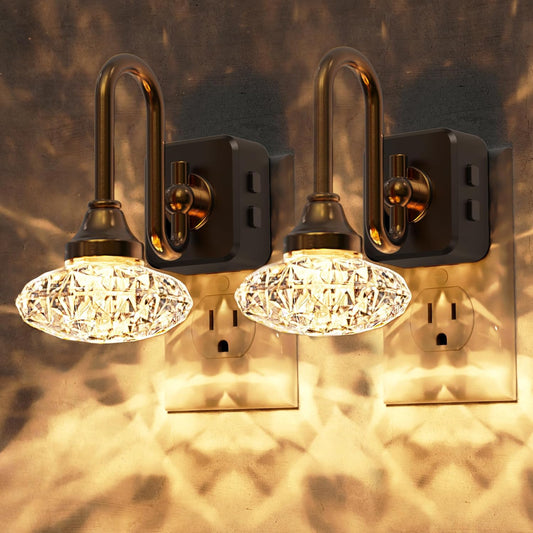 L LOHAS LED Night Lights Plug into Wall,2 Pack 10-Color Changing RGB Floral Night Lights, Dusk to Dawn,3 Brightness Levels,Rotatable Plug in Nightlight for Bedroom, Nursery, Hallway, Gift