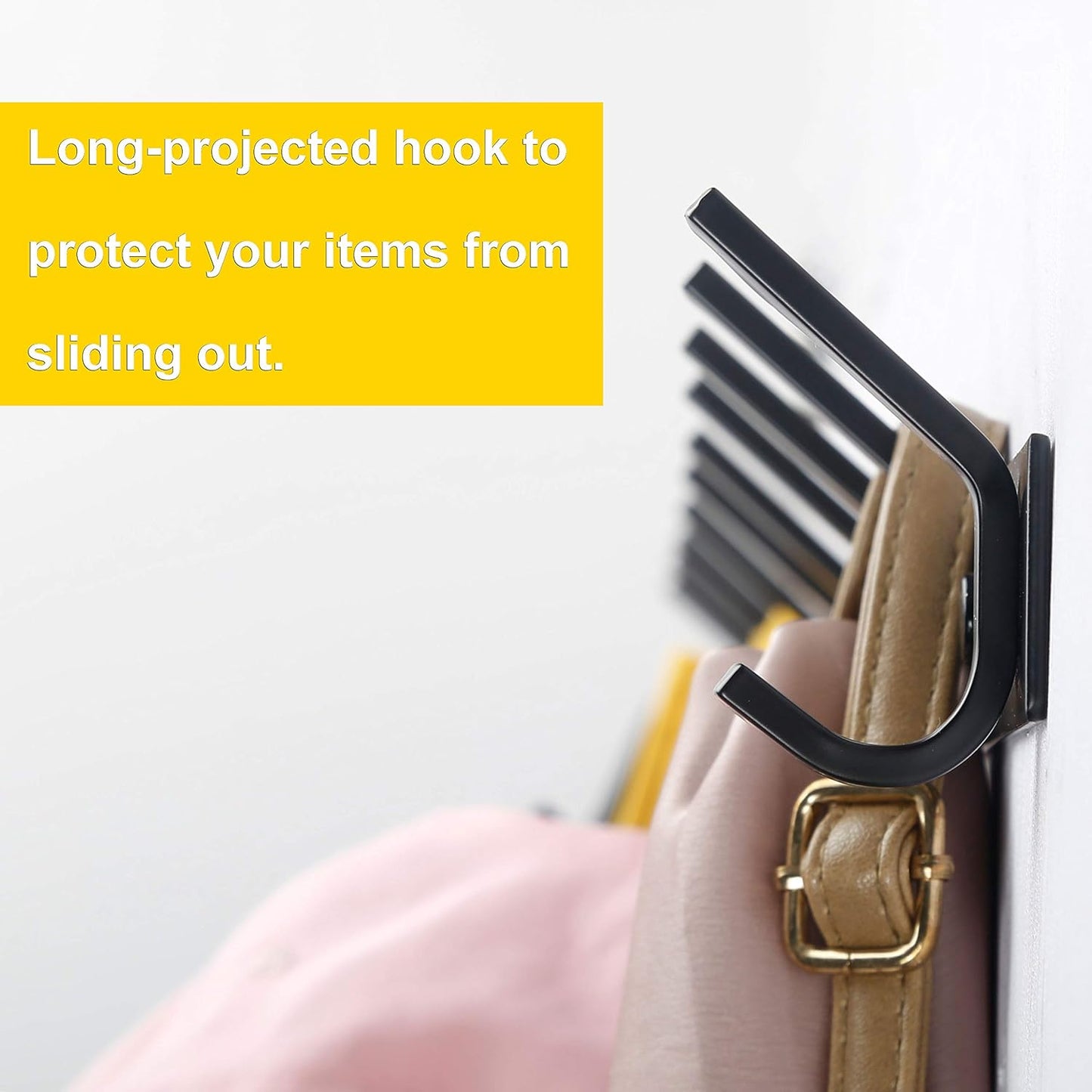 WEBI Coat Rack Wall Mounted,10 Hooks for Hanging Coats,30 Inch Hook Rack Hook Rail Coat Hanger Wall Mount for Backpack,Clothes,Jacket,Black,2 Packs