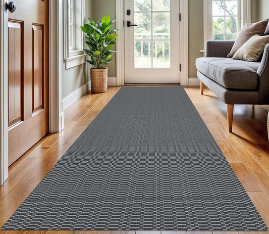 KOZYFLY Washable Runner Rug 3x10 ft Hallway Kitchen Runner Rugs with Rubber Backing Bobo Non Slip Entryway Runner Indoor, Long Carpet Runners for Hall Kitchen Entryway, Grey/Charcoal Grey