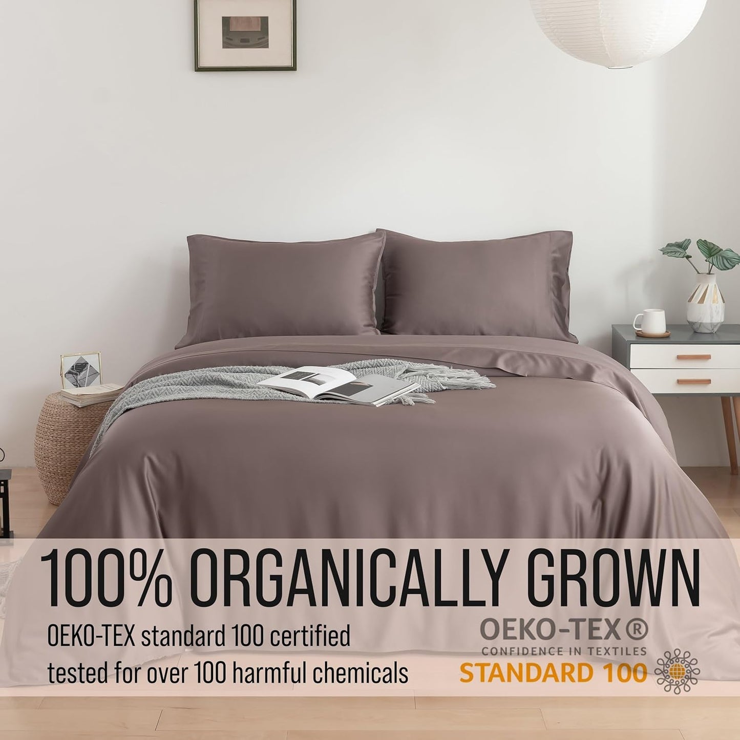 Bella Coterie Luxury Bamboo Viscose Twin Size Sheet Set | 100% Organically Grown | Ultra Soft | Cooling for Hot Sleepers | 18" Deep Pocket [Mocha]