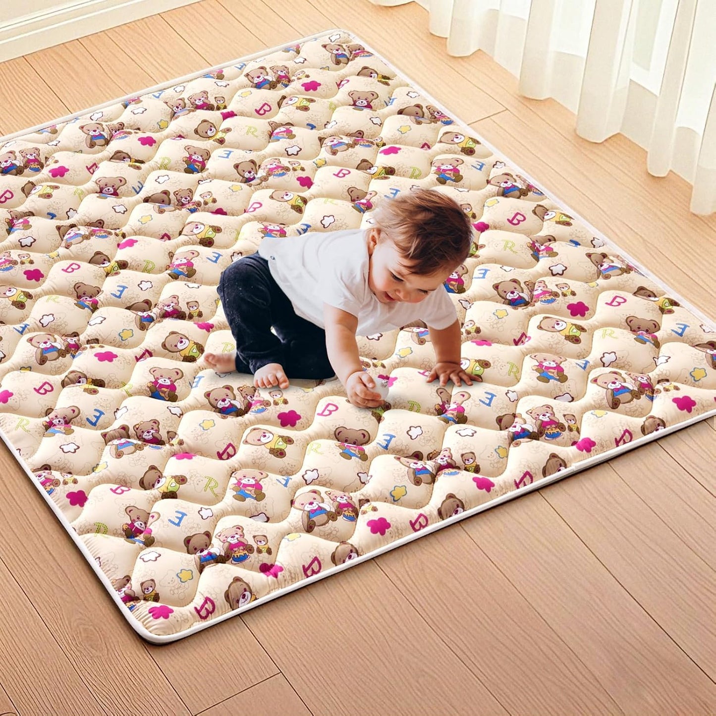 High-Density Foam Baby Play Mat, 47x47 Inches Thicken One-Piece Comfortable and Soft Playmat, Non Slip Machine Washable Floor Mat for Infants, Tapete para Bebes,Toddlers
