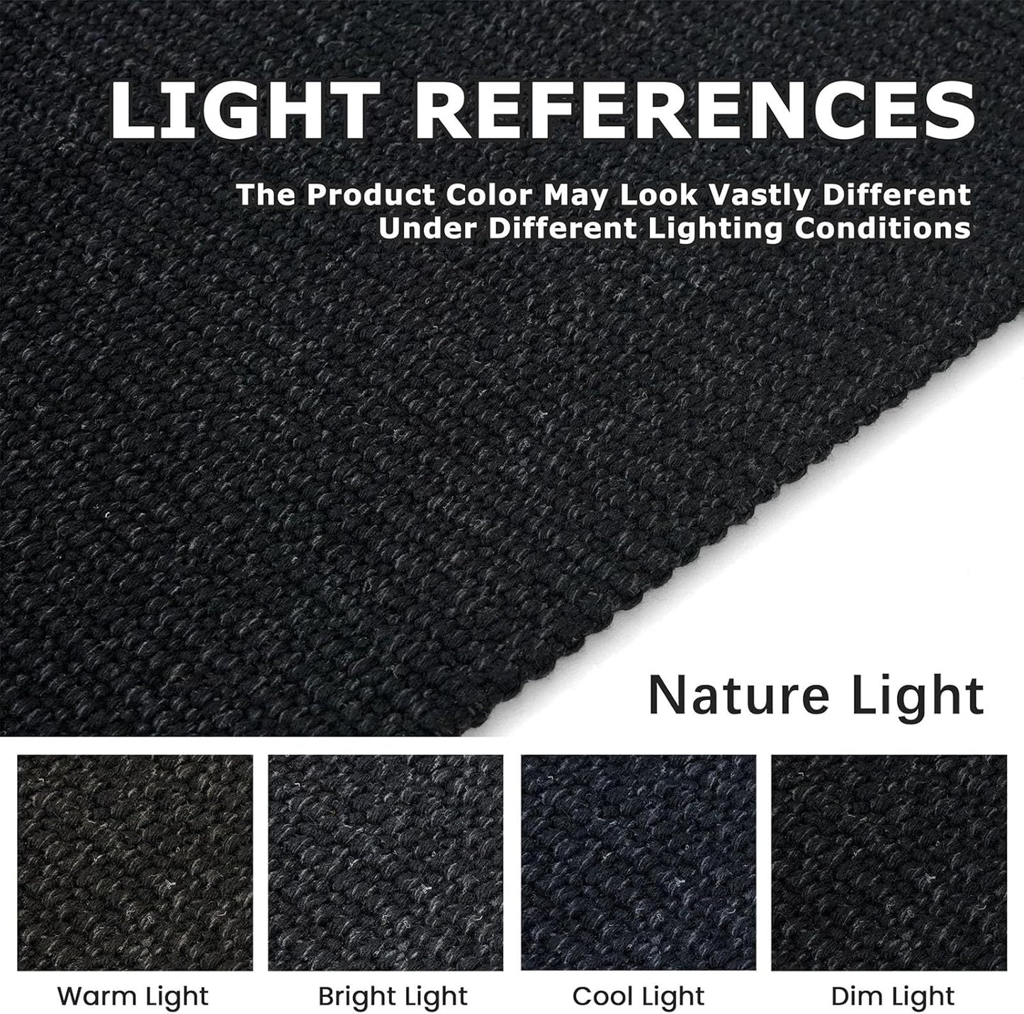 KOZYFLY Washable Area Rug for Living Room 6x9 Ft Non Slip Rubber Backed Bedroom Rug Braided Cotton Dining Room Rug, Large Floor Carpet for Living Room Dining Room, Black