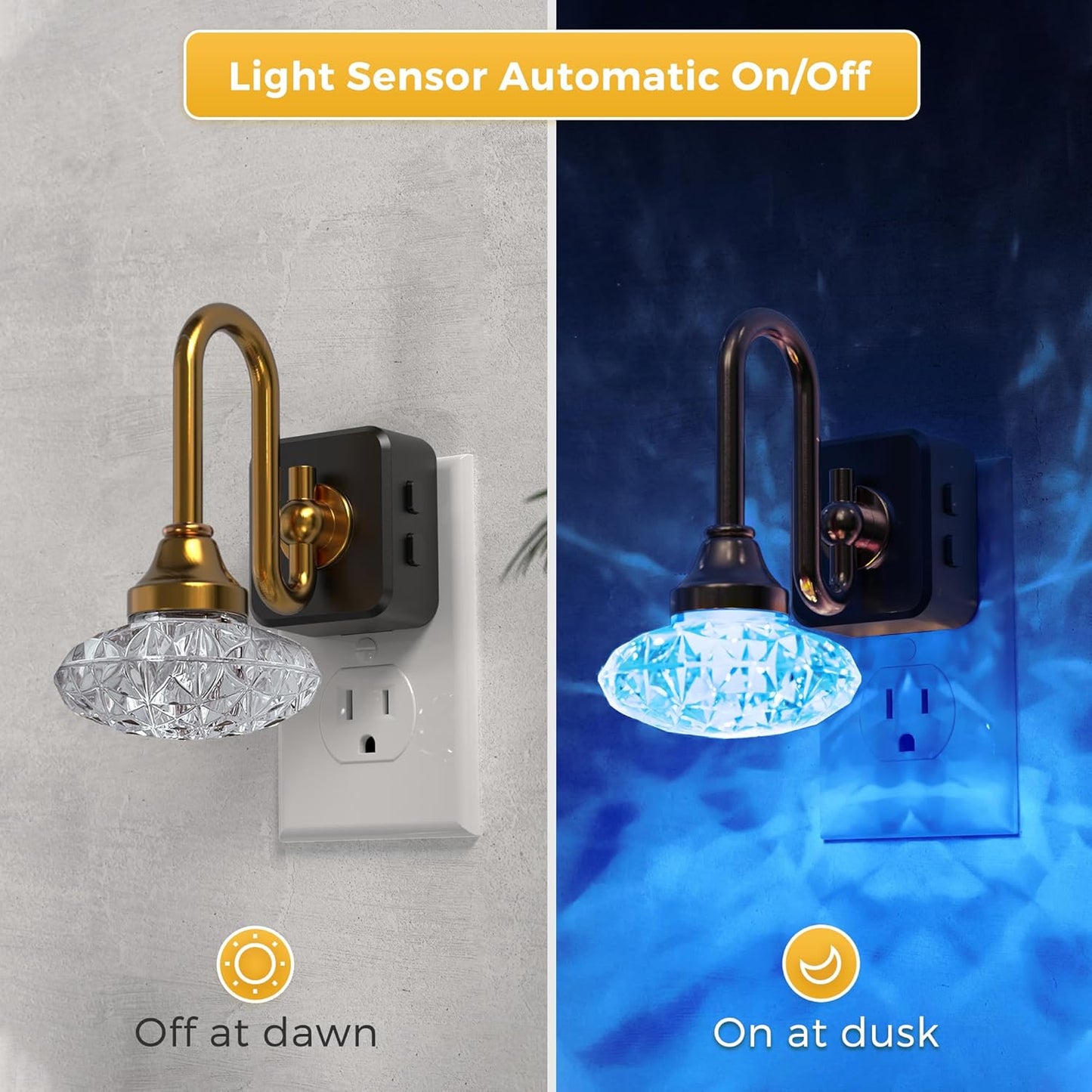 L LOHAS LED Night Lights Plug into Wall,10-Color Changing RGB Floral Night Lights, Dusk to Dawn,3 Brightness Levels,Rotatable Plug in Nightlight for Bedroom, Nursery, Hallway, Gift