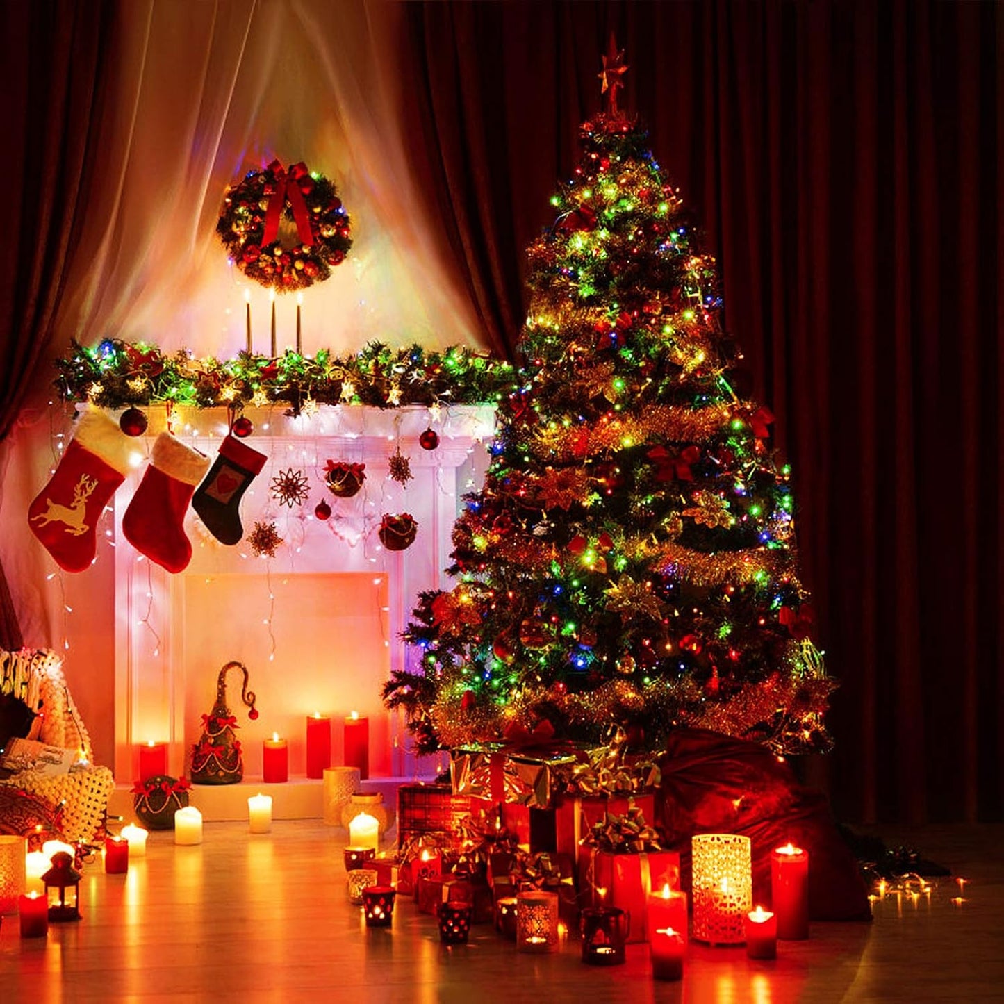 Christmas Lights 33ft 100 LED Battery String Lights with Timer Memory Function USB or Battery Powered Waterproof String Lights for Indoor Outdoor Decoration