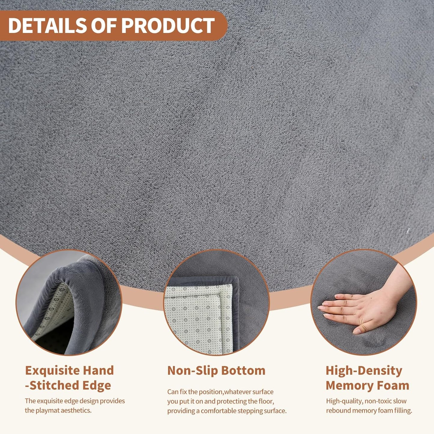 Baby Play Mat for Floor - 1.4" Thick Memory Foam Rug, 80"x70" Playpen Tummy Time Mat, Soft Velvet Nursery Rug, Large Padded Crawling Mats, Cushioned Pads for Playroom Toddlers, Infants, Yoga, Tatami