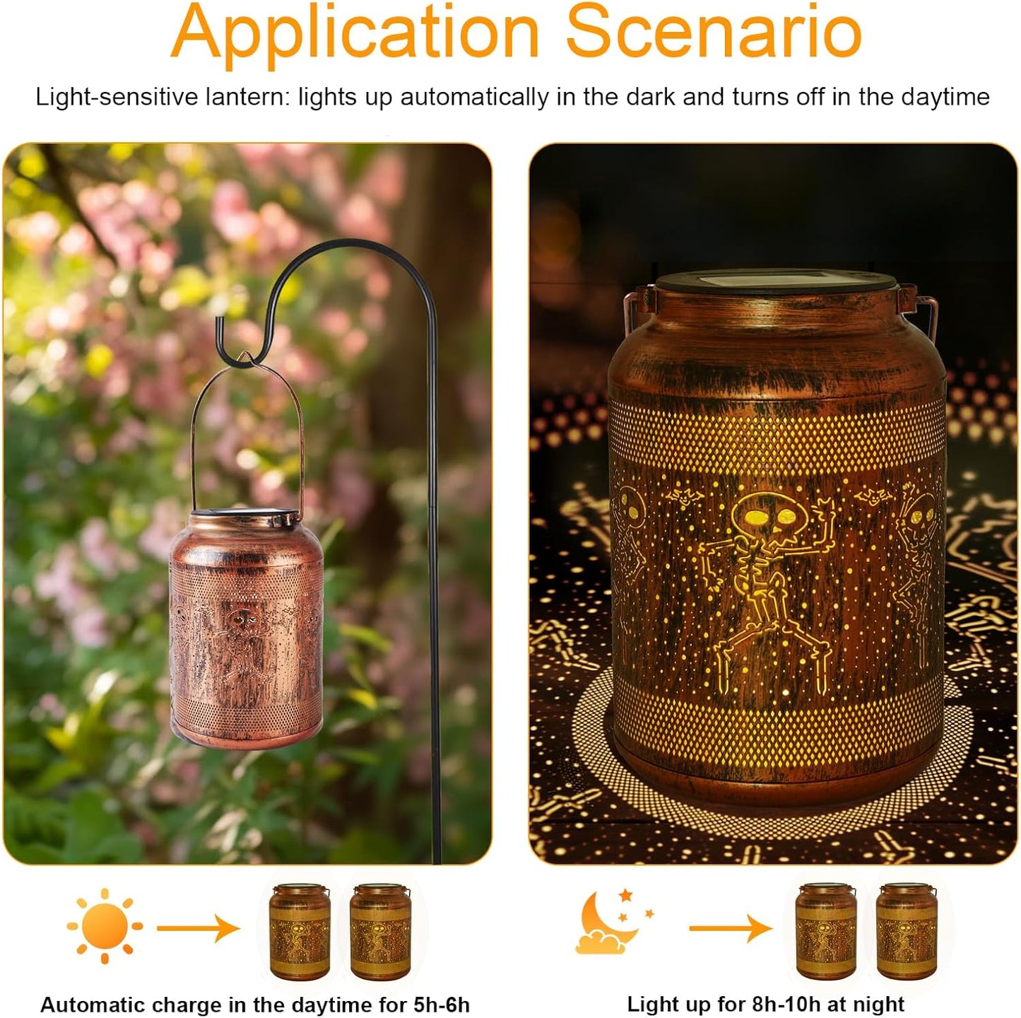Solar Halloween Decorations Outdoor Lantern , Birthday Gifts for Women, Solar Lights Outdoor Waterproof LED Decorative Garden for Lawn, Landscape, Patio, Porch Hanging Lantern for Ladies, Mom, Grandma