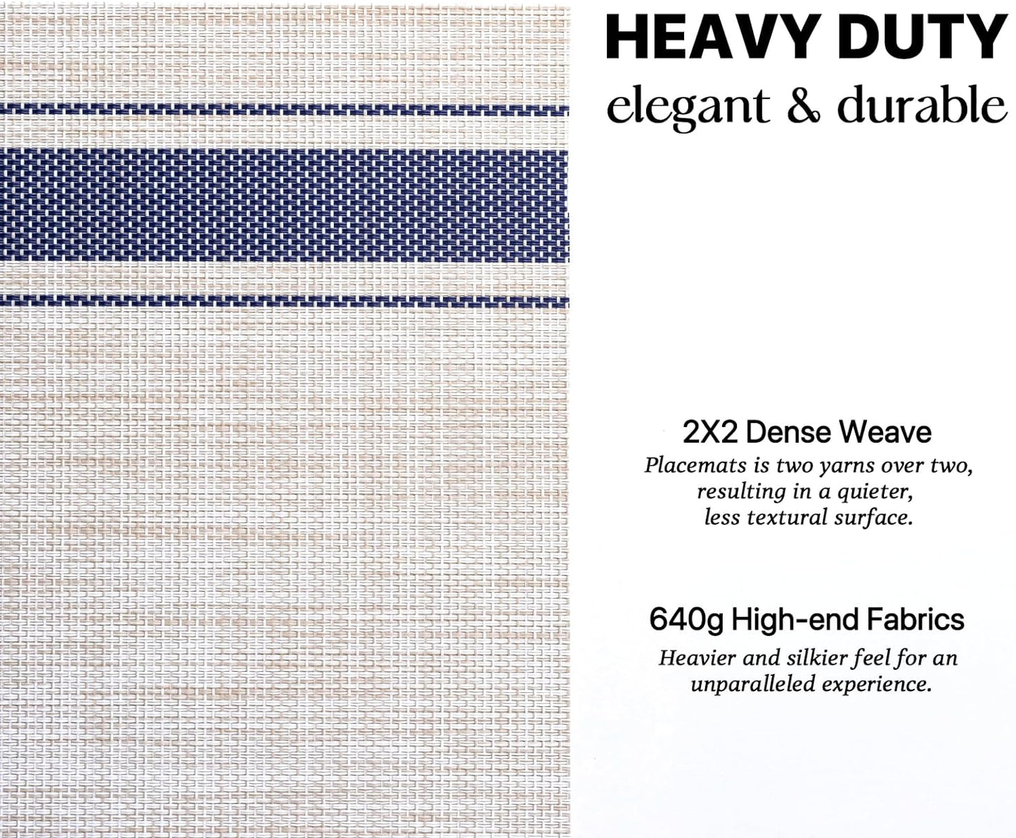 LEXMORE Placemats Set of 4 Vinyl/Plastic Woven Place Mats for Kitchen Table Indoor/Outdoor Washable Placemat Wipeable Dining Table Mats(Blue Skyline)