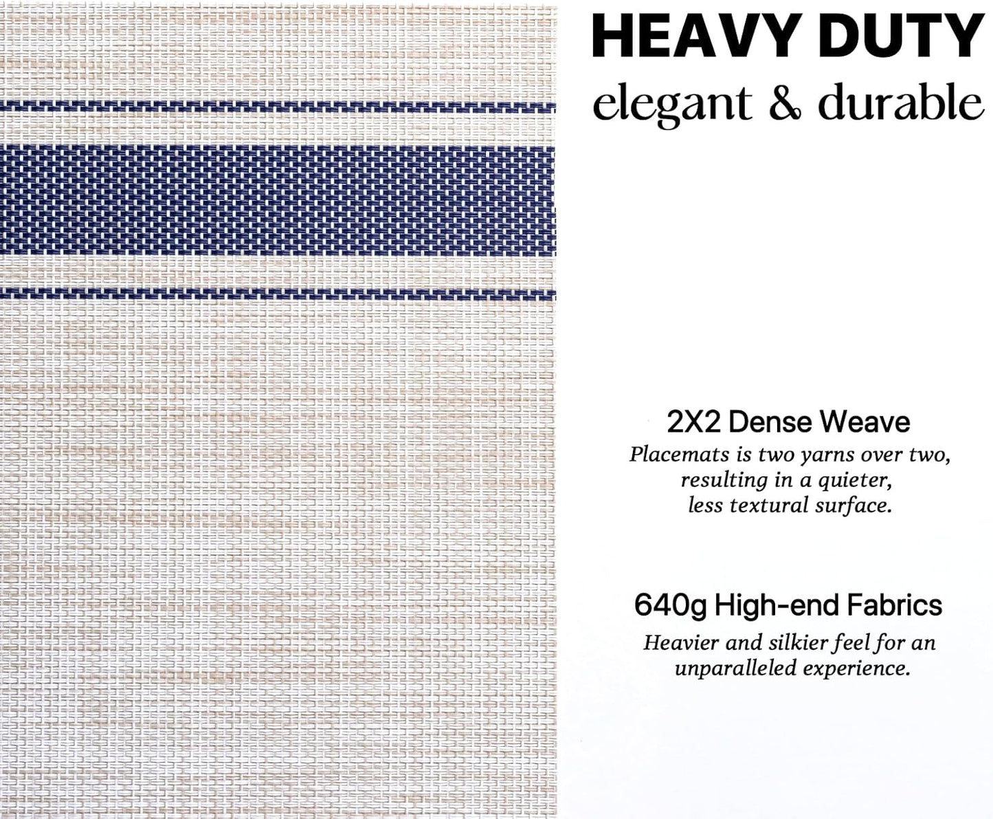 LEXMORE Placemats Set of 6 Vinyl/Plastic Woven Place Mats for Kitchen Table Indoor/Outdoor Washable Placemat Wipeable Dining Table Mats(Blue Skyline)