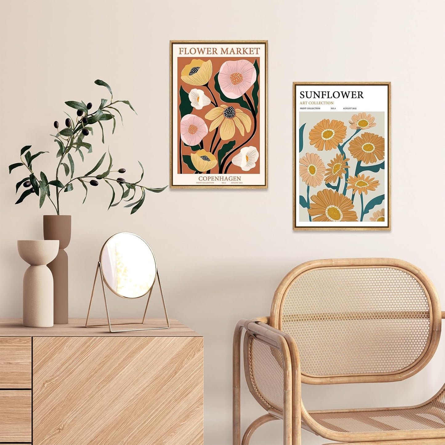 Zzuyi Framed Flower Market Wall Art,Anthropologie art,Botanical Flower wall art for Living Room Bedroom Decoration-12 x 16"