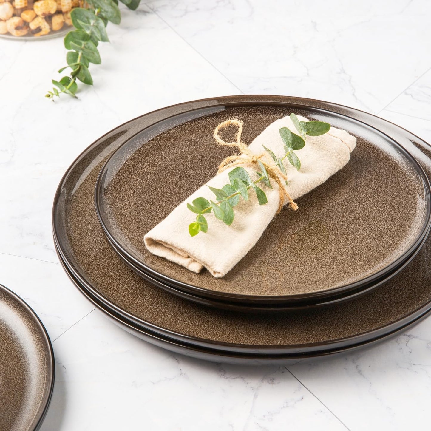 LERATIO Ceramic Dinnerware Sets for 8,Plates and Bowls Sets,Reactive Glaze Dishes Set,Highly Chip and Crack Resistant | Dishwasher & Microwave & Oven Safe Dishes set,Service for 8-Coffee (24pc)