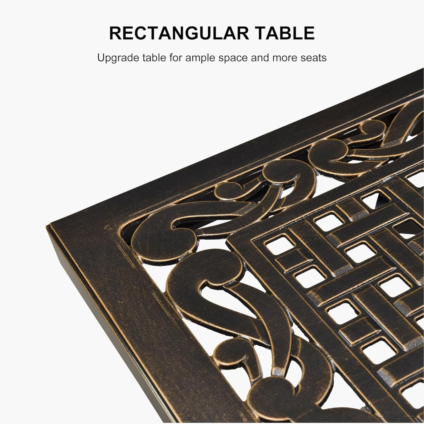 PURPLE LEAF 9 Pieces Patio Dining Sets Cast Aluminum Furniture with Rectangular Table for Lawn Garden Backyard Deck Outdoor Dining Sets with Cushions and Pillows, Lattice Brick Red