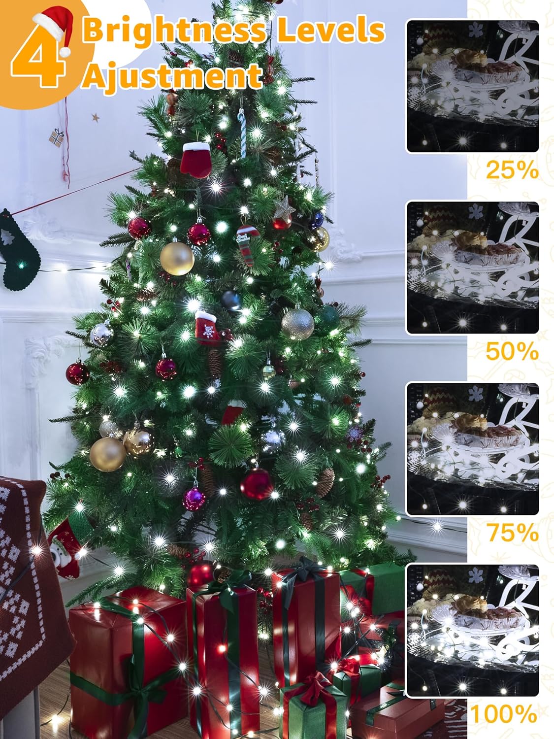 Christmas Lights 1200 LED 394 FT, Waterproof Outdoor String Lights with Remote and Timer, Christmas Tree Lights with 8 Modes Dimmable, Fairy Lights for Holiday Decor (Cool White)