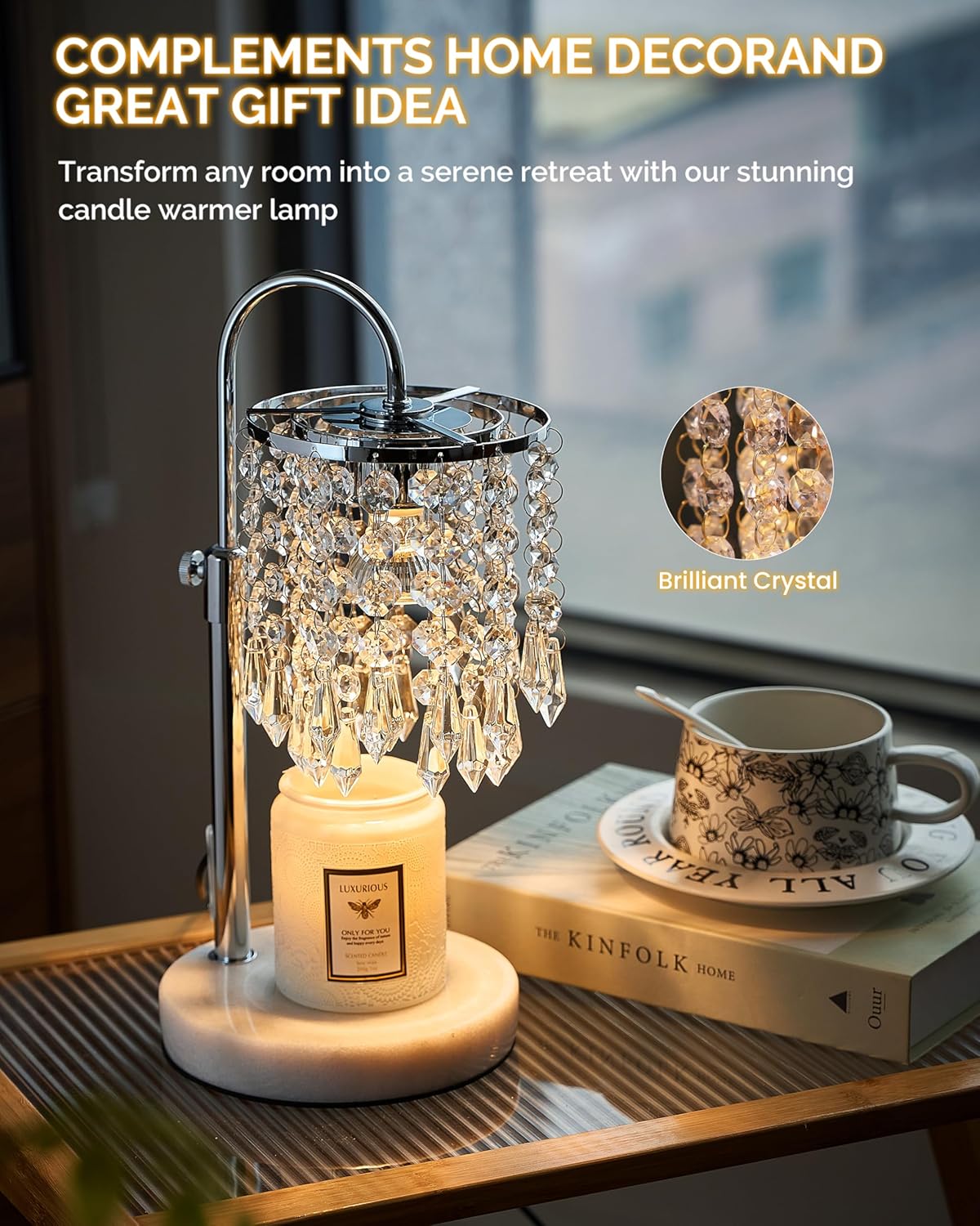 Candle Warmer Lamp with Timer Dimmer and 3 Bulbs, Lamp Candle Warmer with Marble Base,Wax Melt Warmer for Jar Candles, Birthday Gifts for Women Mom, House Warming Gifts New Home Decor