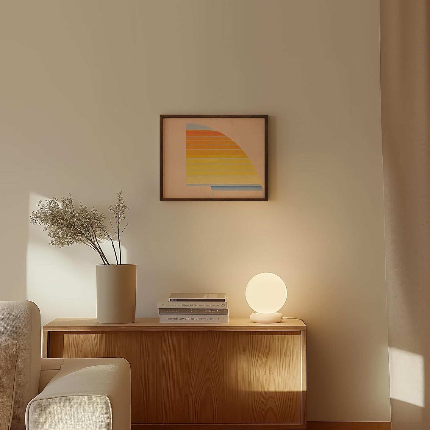 HAUS AND HUES Colorful Abstract Wall Art - Minimalist Retro Picture for Living Room Decor, Red and Pink Modern Wall Art Painting (Winold Reiss, Walnut Frame, 11x14)