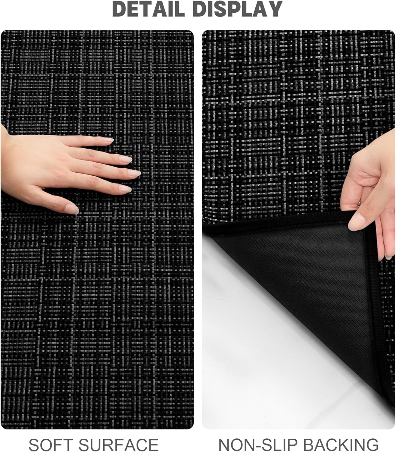 YIHOUSE Bathroom Rugs Sets 3 Pieces, Ultra Thin Bath Mats Fit Under Door, Absorbent Quickly Dry Rubber Backing Braided Bath Mat Set, Non Slip Washable Bath Rugs for Bathroom Floor