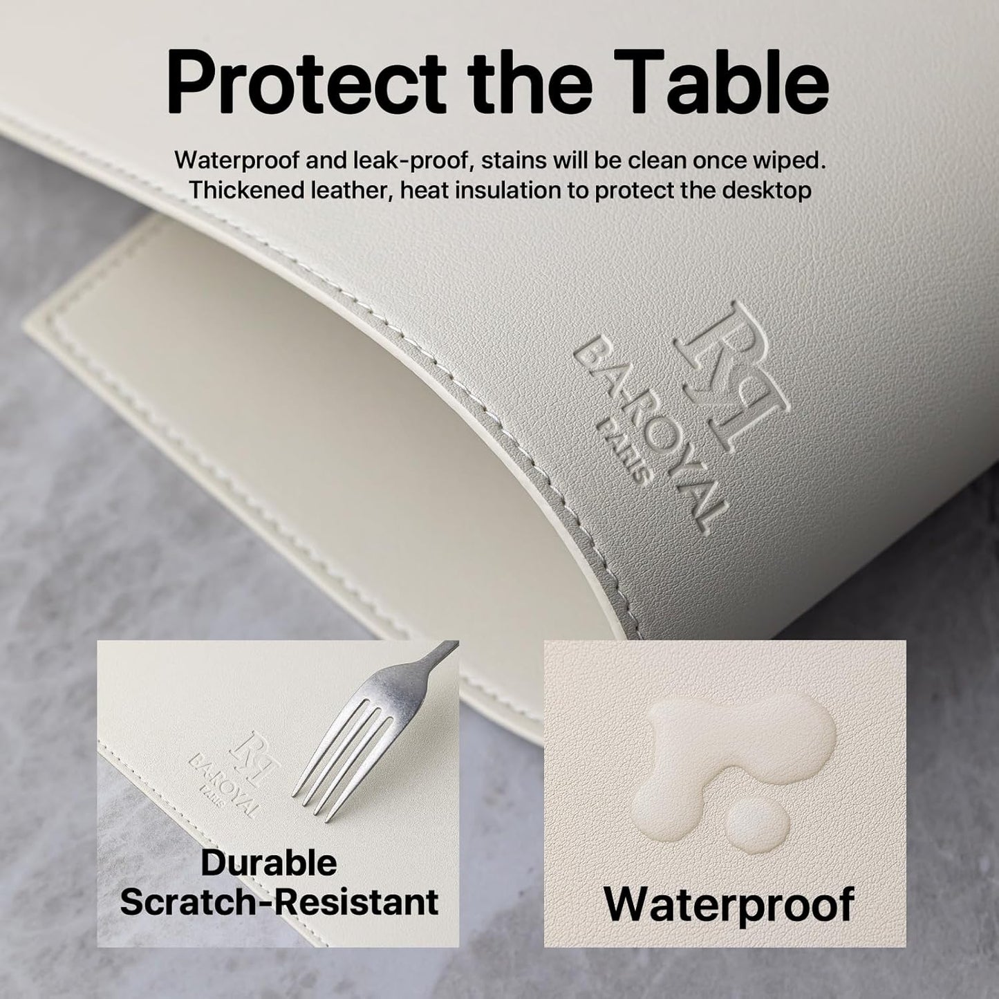 Faux Leather Placemats Set of 12 Vinyl Washable Wipeable Table Mats for Kitchen Dining Table Heat Resistant Waterproof Modern Indoor/Outdoor Placemats Non-Slip Easy Clean Place Mat Cream White