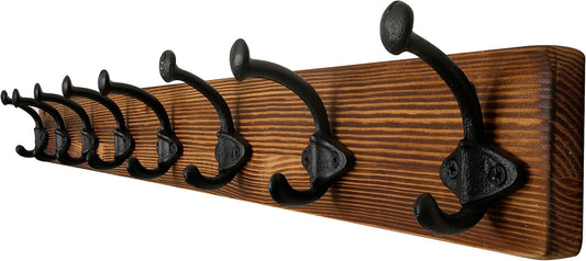 WEBI Rustic Coat Rack Wall Mount,35.43" Long 8 Cast Iron Coat Hooks Wall Mounted,Heavy Duty Wall Coat Hanger Hooks for Hanging Coats,Clothes,Jacket,Brown