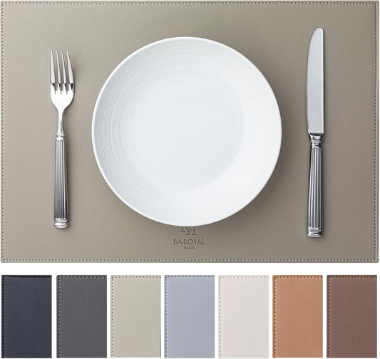 Faux Leather Placemats Set of 8 Vinyl Washable Wipeable Table Mats for Kitchen Dining Table Heat Resistant Waterproof Indoor/Outdoor Placemats Non-Slip Easy Clean Place Mats-Almond Birch