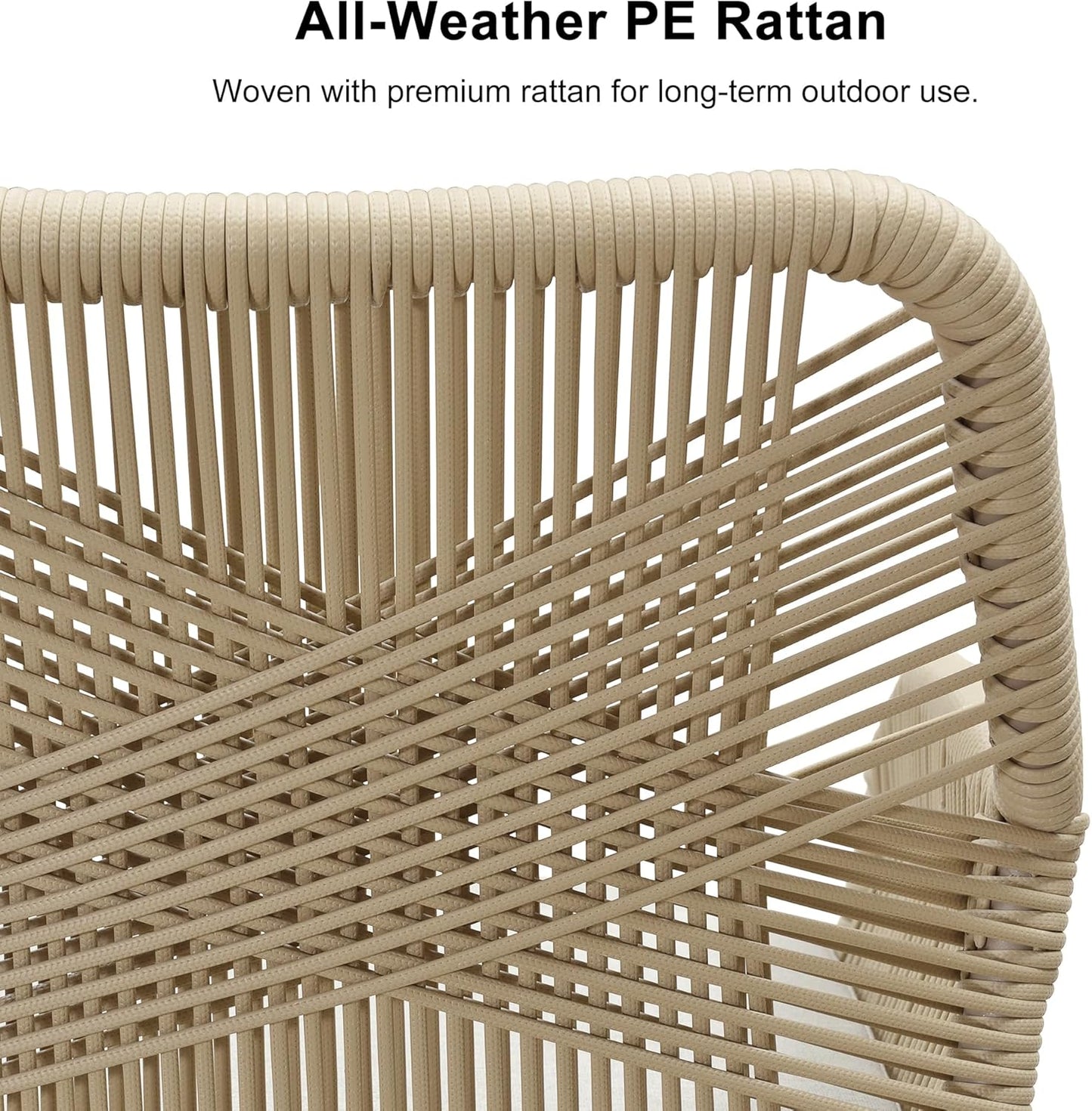 PURPLE LEAF 7 Pieces Outdoor Dining Set All-Weather PE Rattan Outdoor Patio Furniture Set with All Aluminum Frame Rectangular Table and Chairs Set for Lawn Garden Backyard Deck, Champagne