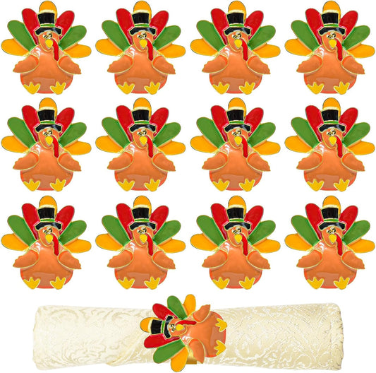 Legigo Set of 6 Turkey Napkin Rings for Table Decorations- Thanksgiving Napkin Holder Fall Napkin Rings for Thanksgiving Dinner Wedding Banquet Family Gatherings Table Settings Decor Present