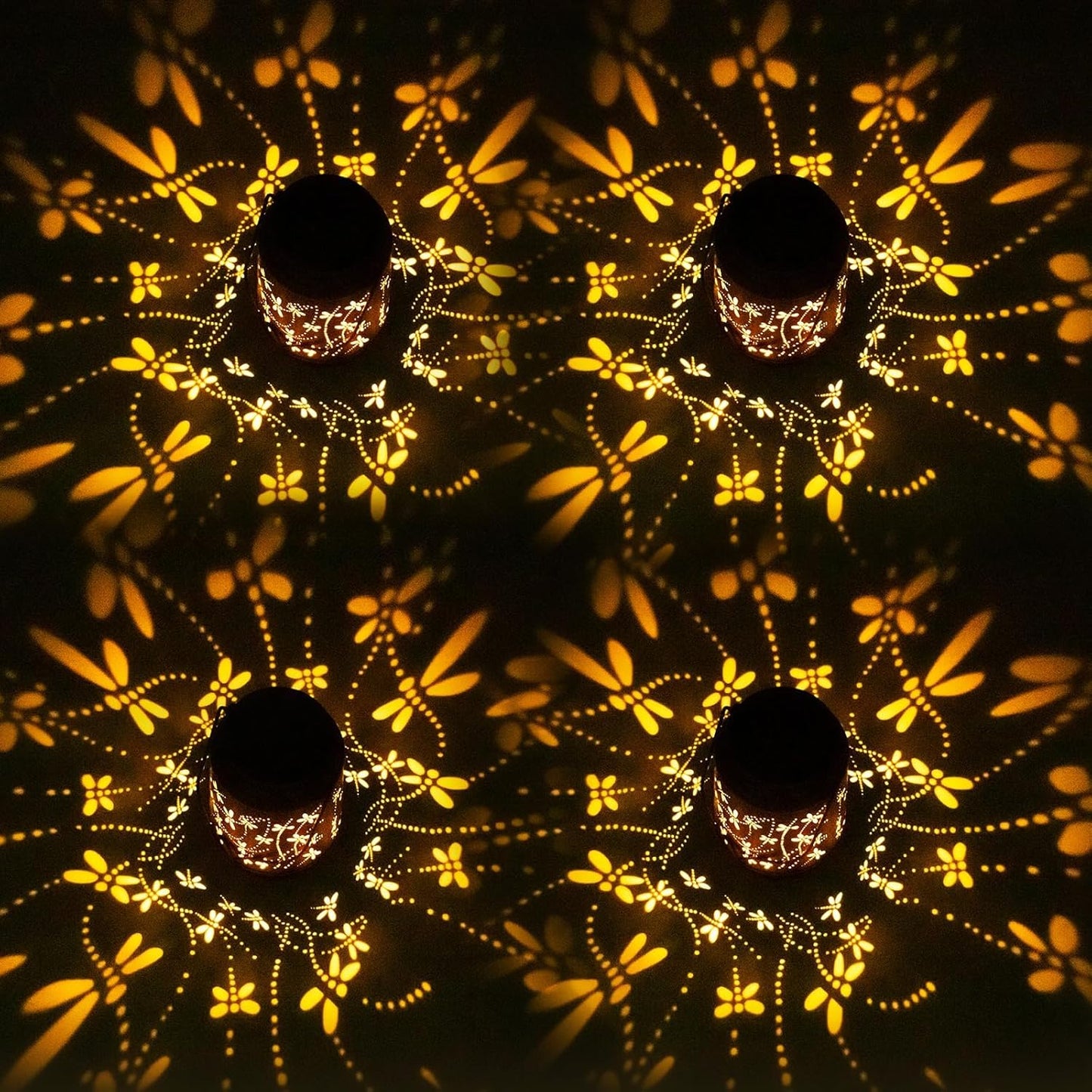 4 Pack Dragonfly Birthday Gifts for Women Mom Grandma Solar Lanterns Outdoor Waterproof Garden Decor Metal Hanging LED Decorative Light for Patio Yard Lawn Backyard Front Porch Gardening Gifts