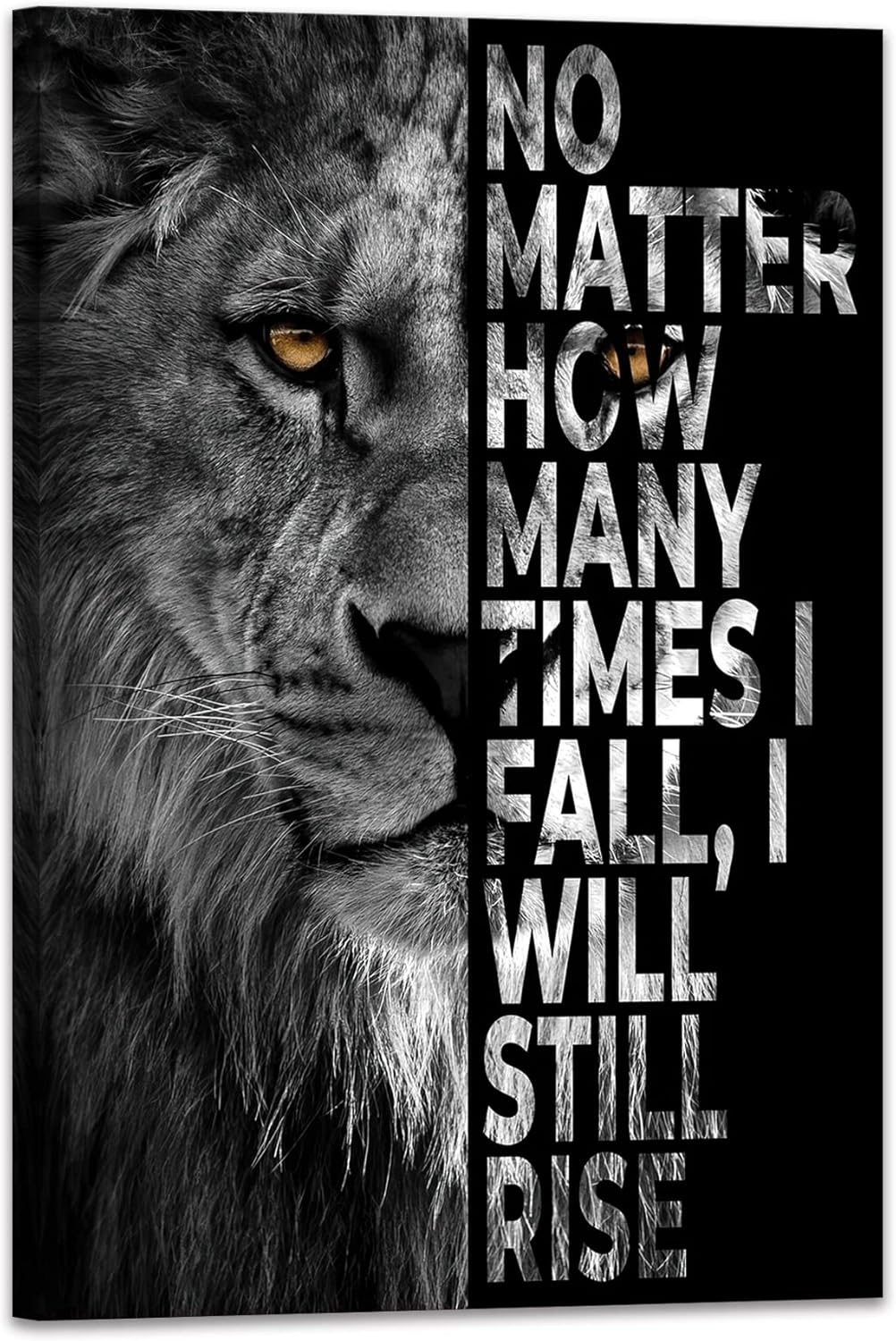 SKASNFAI Lion Canvas Wall Art Black and White Animal Inspirational Motivational Quotes Prints Posters Office Decor Framed Ready to Hang (24x36 inch)